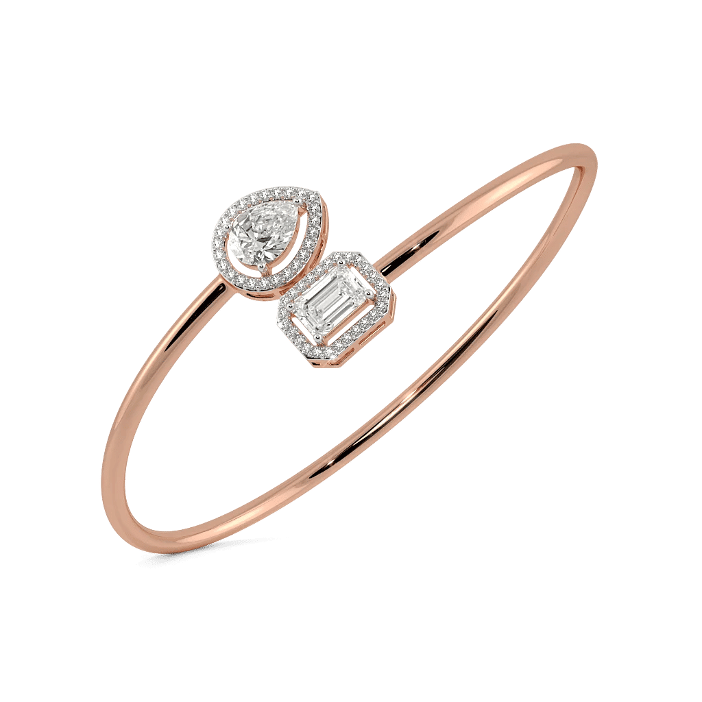 Emerald And Pear Eclat Open Top Oval Bangle 2