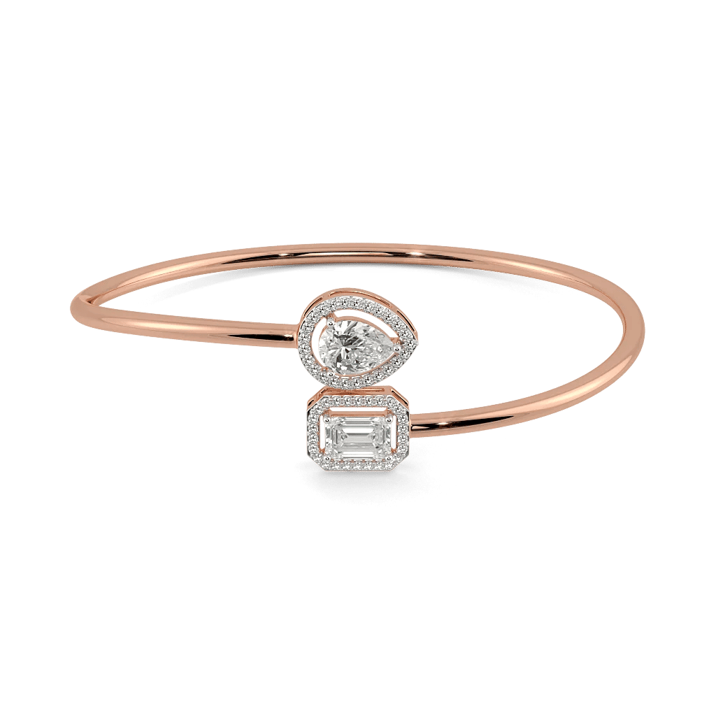 Emerald And Pear Eclat Open Top Oval Bangle 0