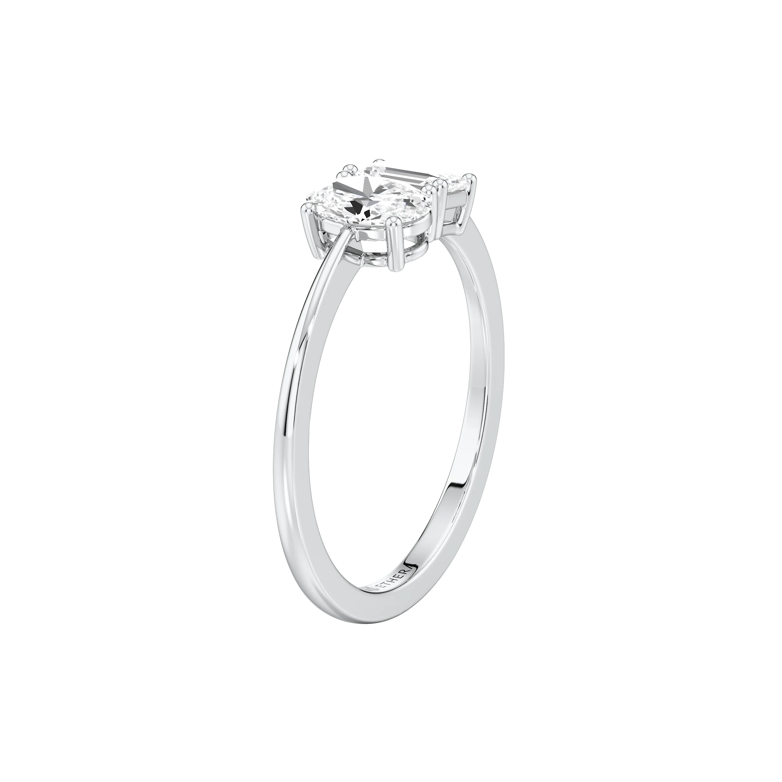 Oval & Emerald Twin Spark Ring 10