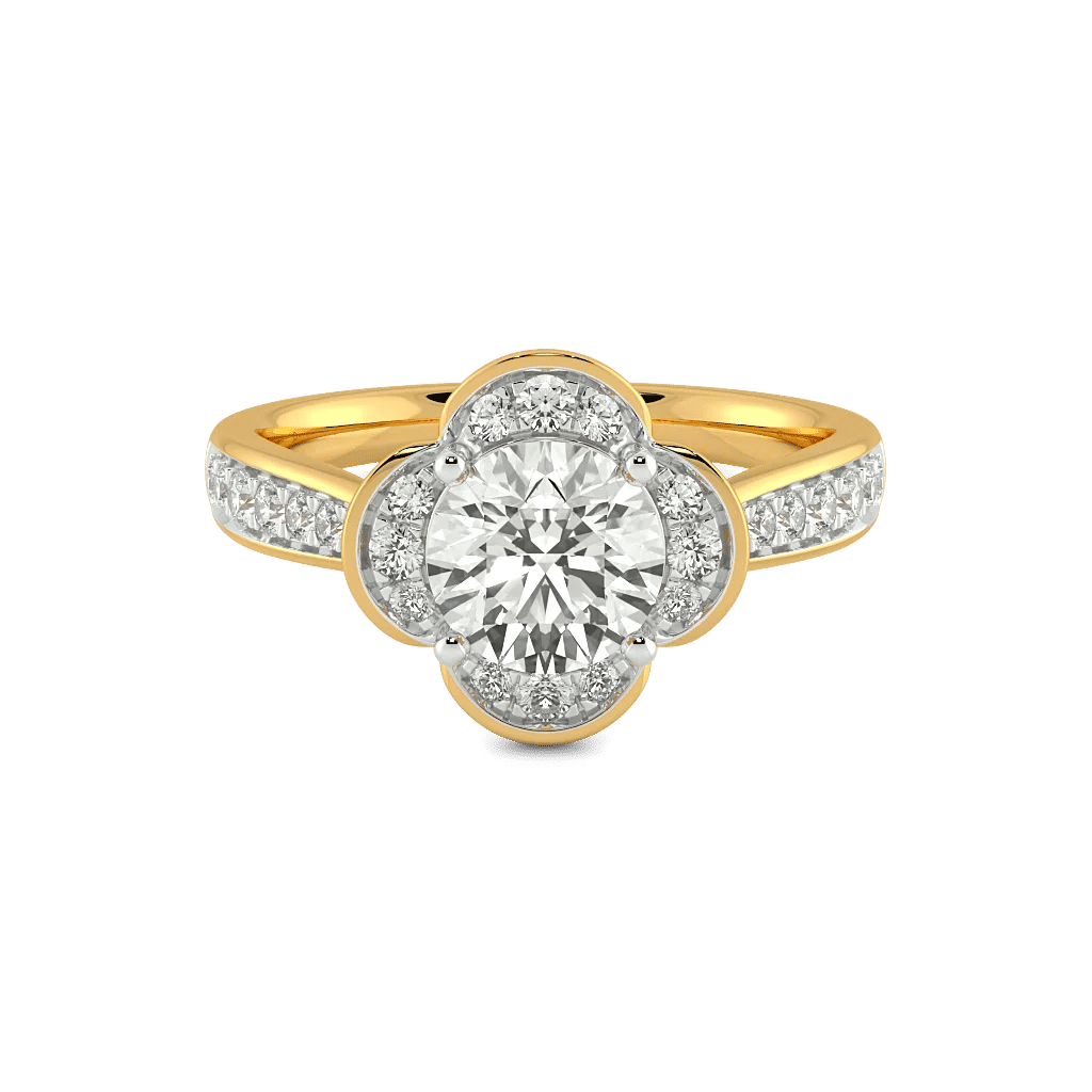 Floral Halo Delight Solitaire Ring 4