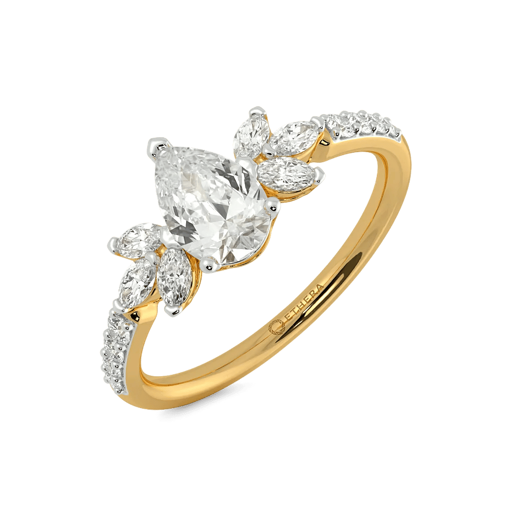 Golden Fern Solitaire Ring