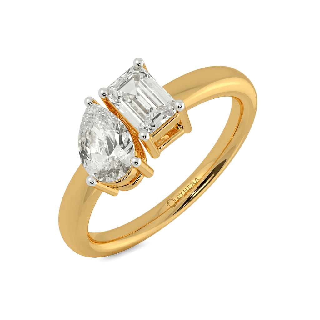 Pearluxe Emerald Toi Et Moi Ring