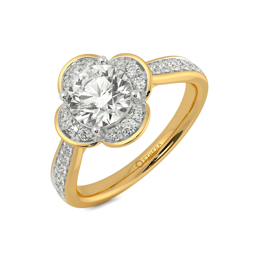 Floral Halo Delight Solitaire Ring 0