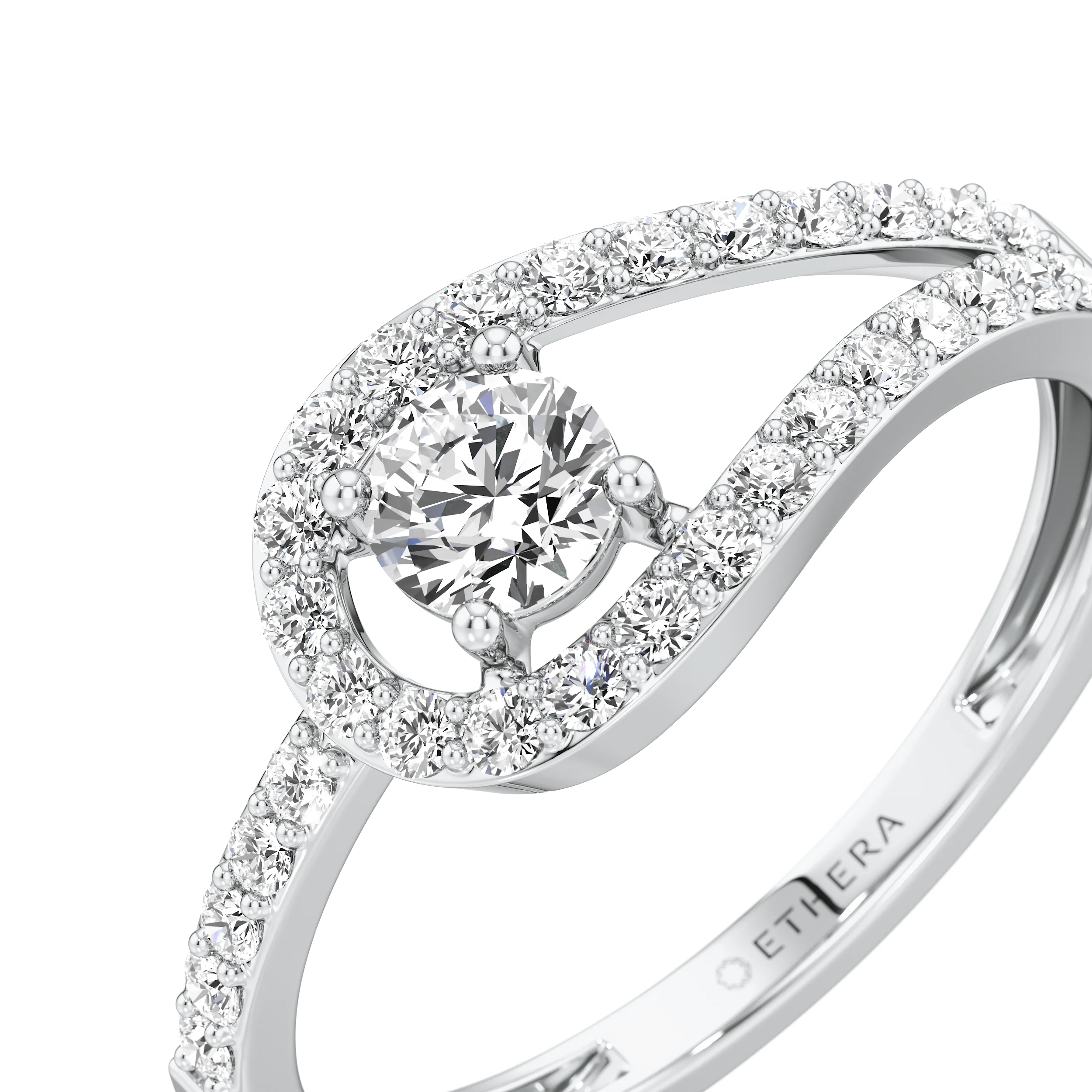Swirl Halo Ring 8