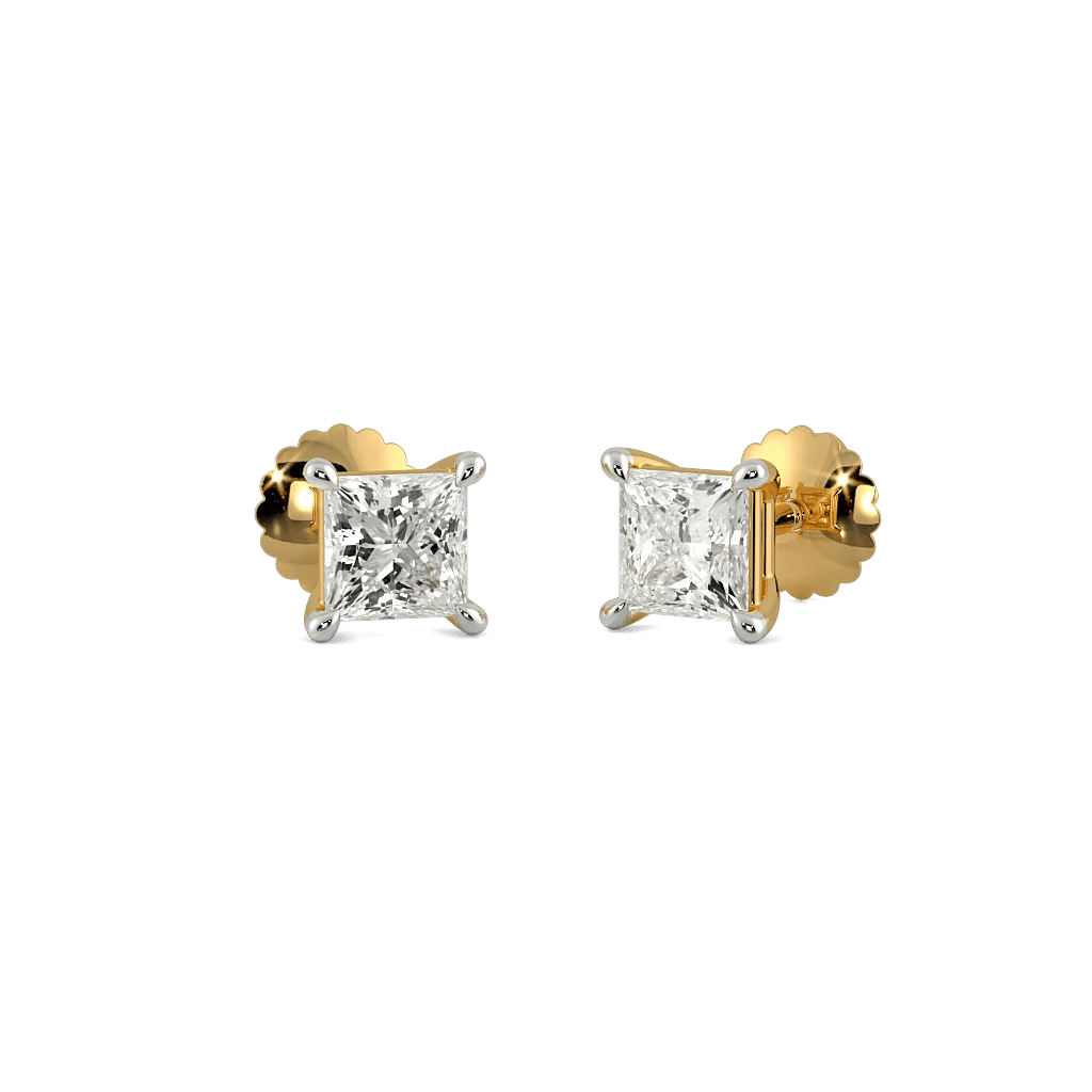 Pair Square Stud Earrings Lab Grown Diamonds for Everyday