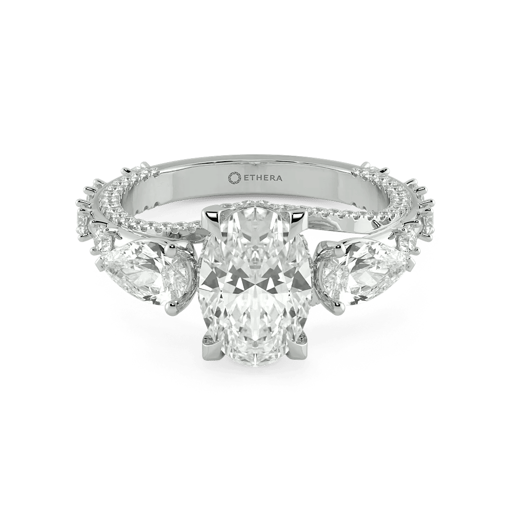 Ornate Charm 3 Stone Ring 5