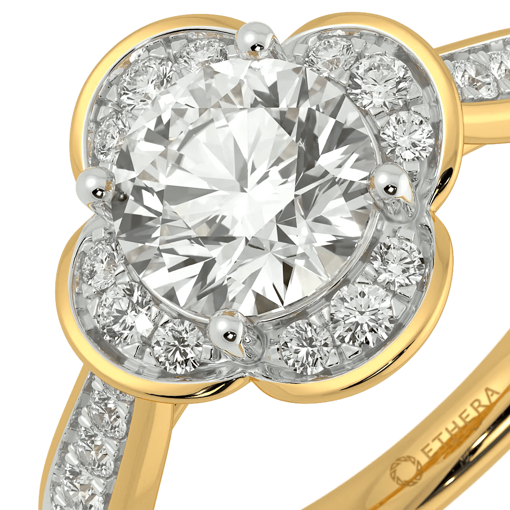 Floral Halo Delight Solitaire Ring 3