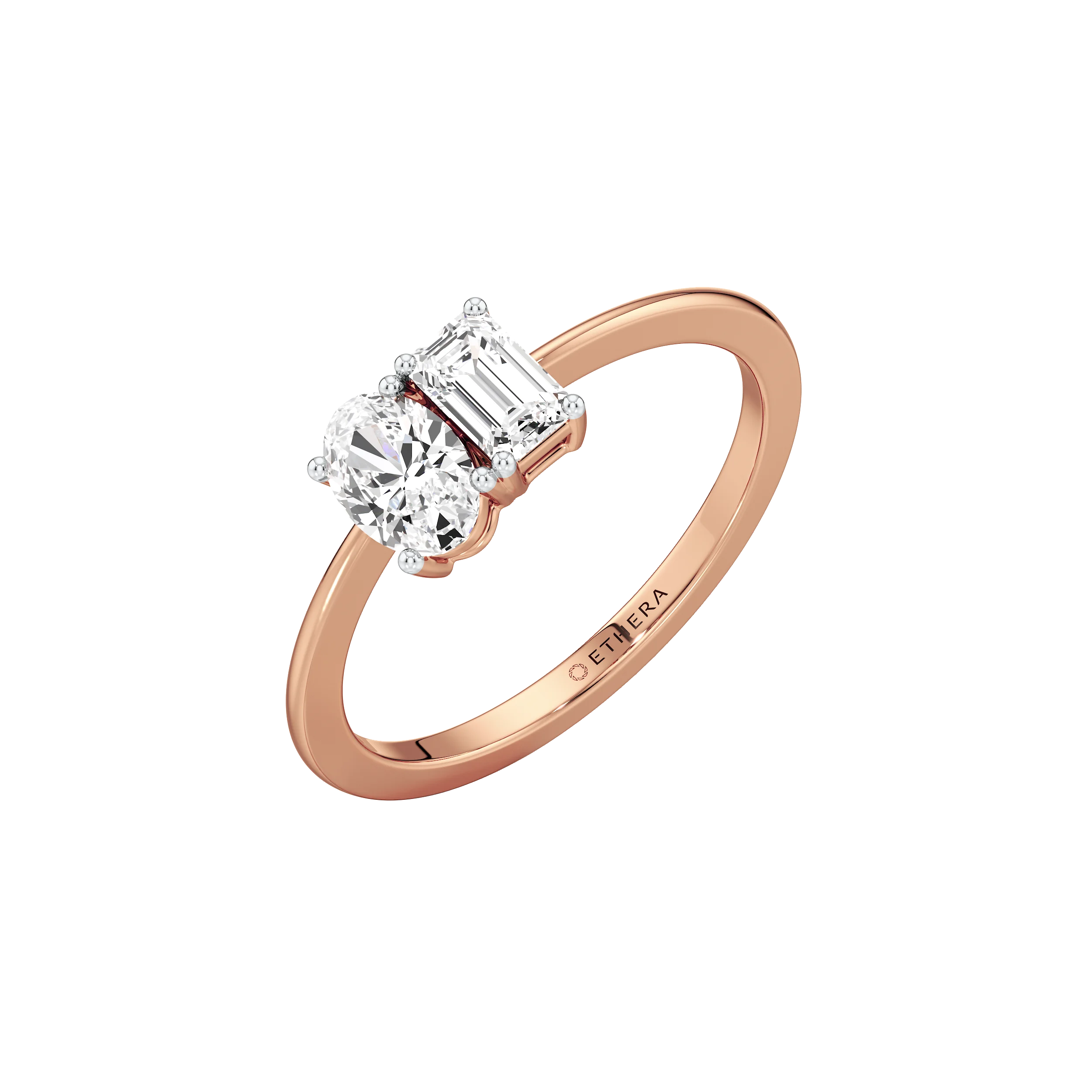 Oval & Emerald Twin Spark Ring 11