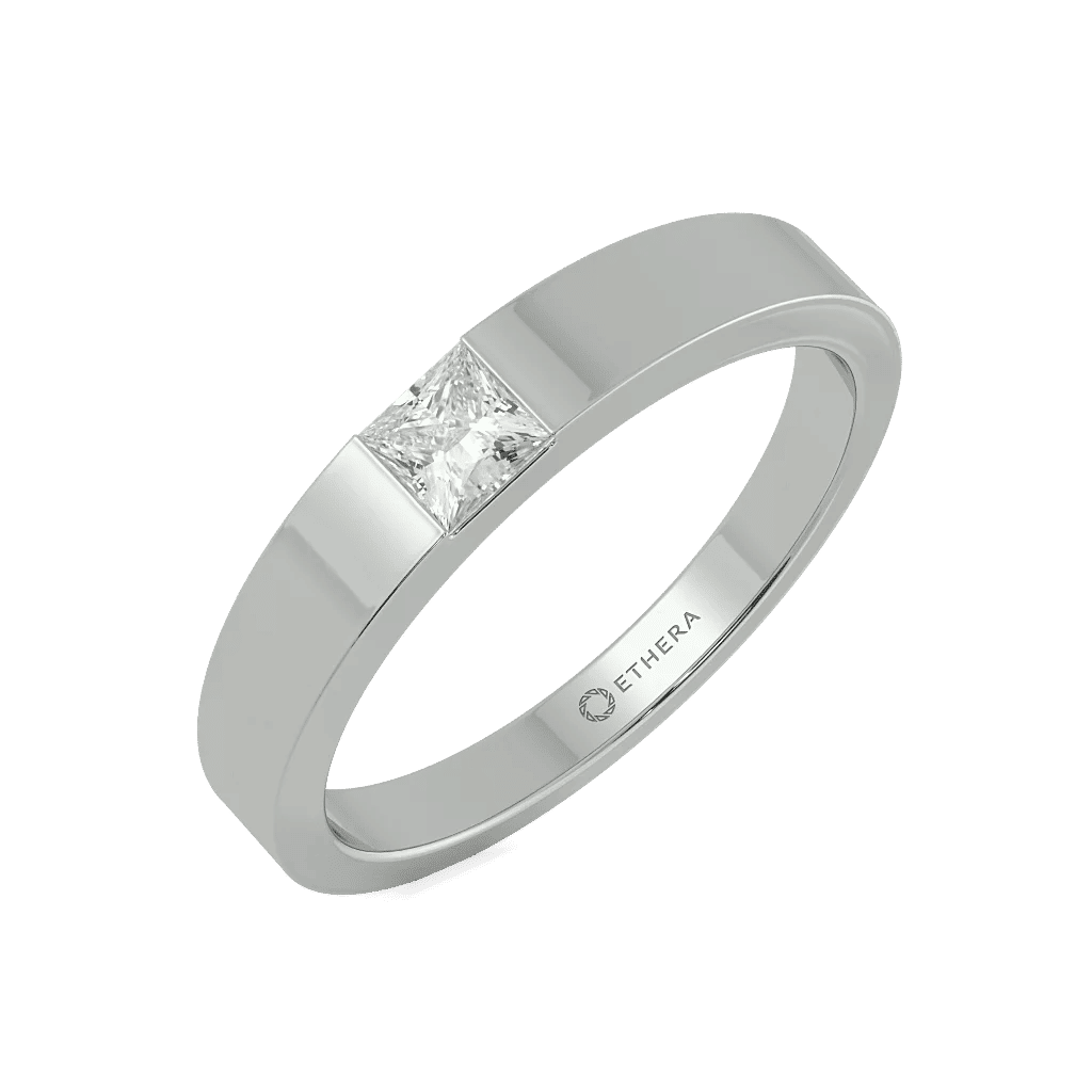 Pocket Squared Solitaire Men's Ring 0