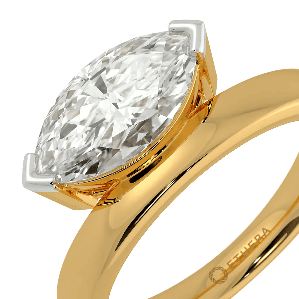 Marquise On Edge Solitaire Ring 3