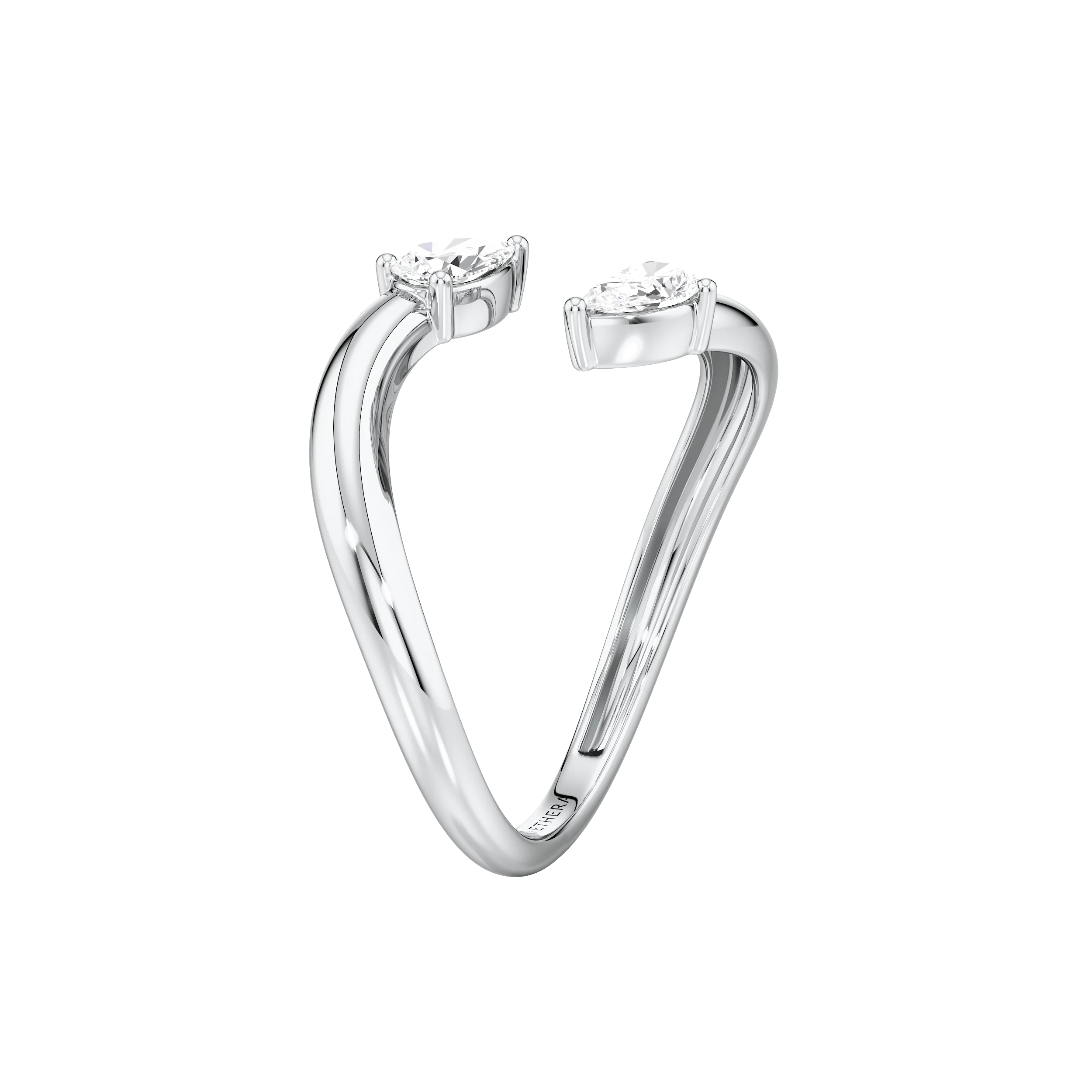 Twin Pear Open Ring 10