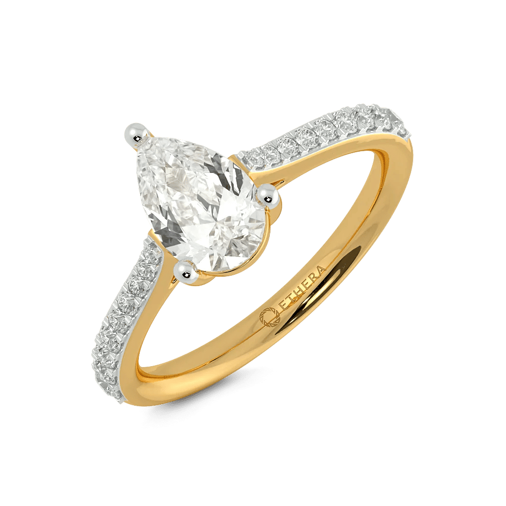 Pear Sparkle Solitaire Ring 0