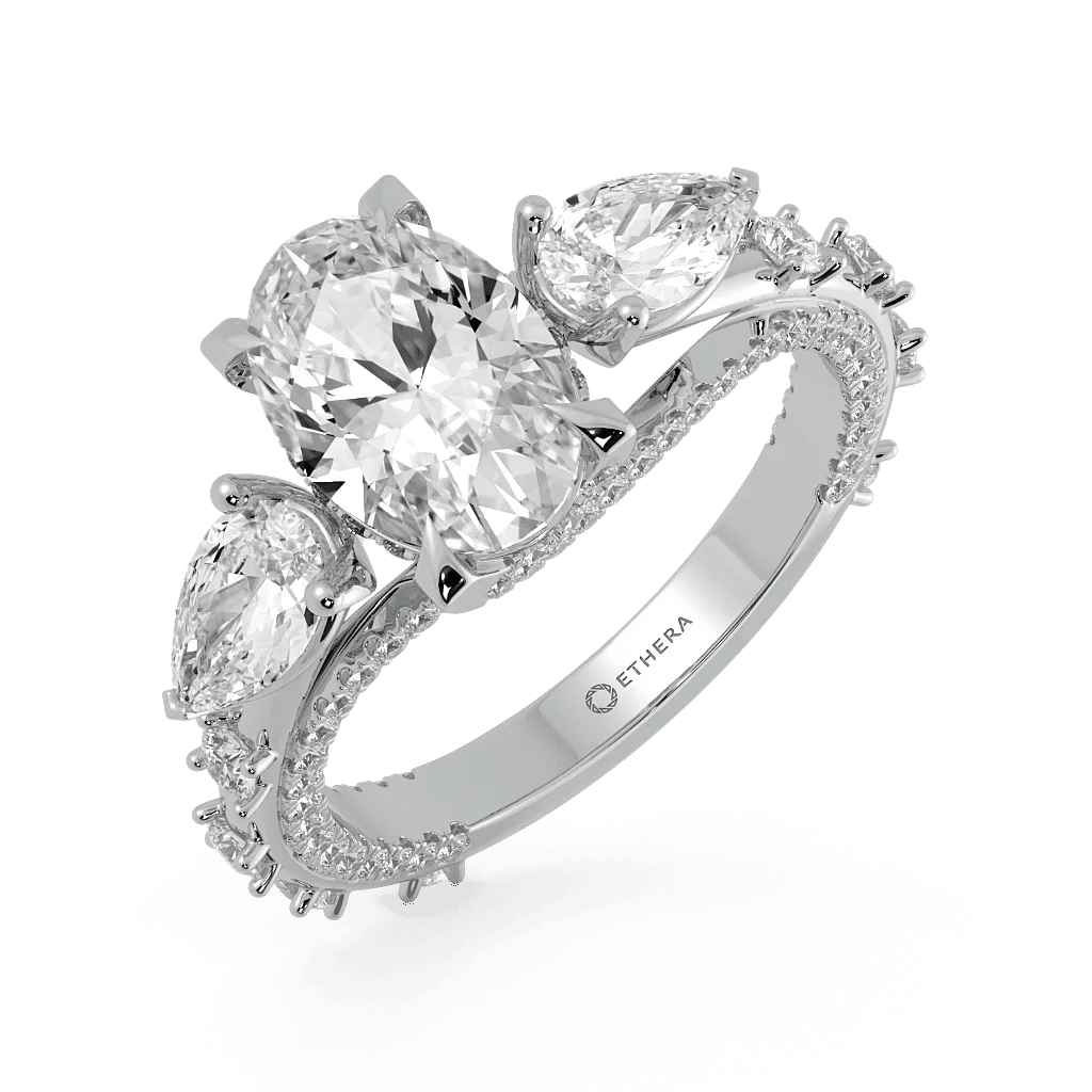 Ornate Charm 3 Stone Ring 0