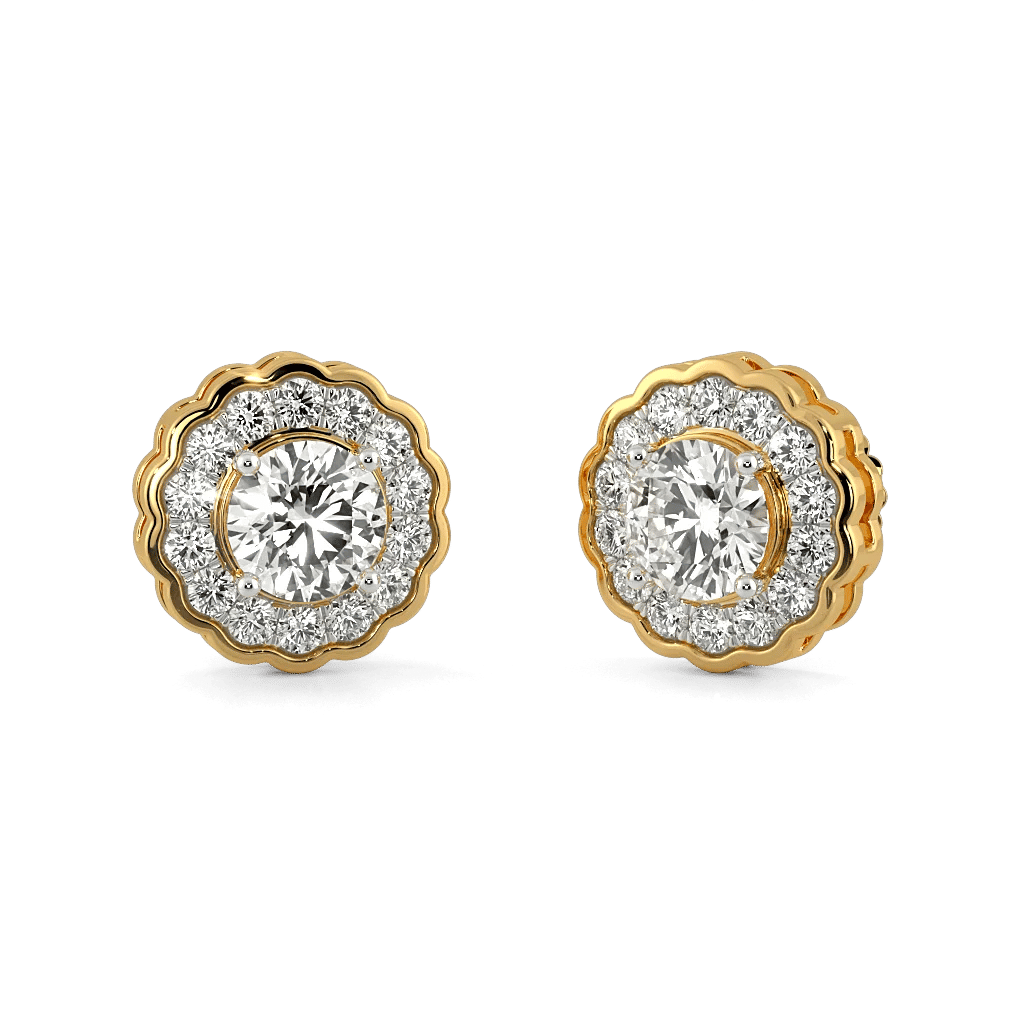 Gleaming Gold Stud Lab Grown Diamond Earrings