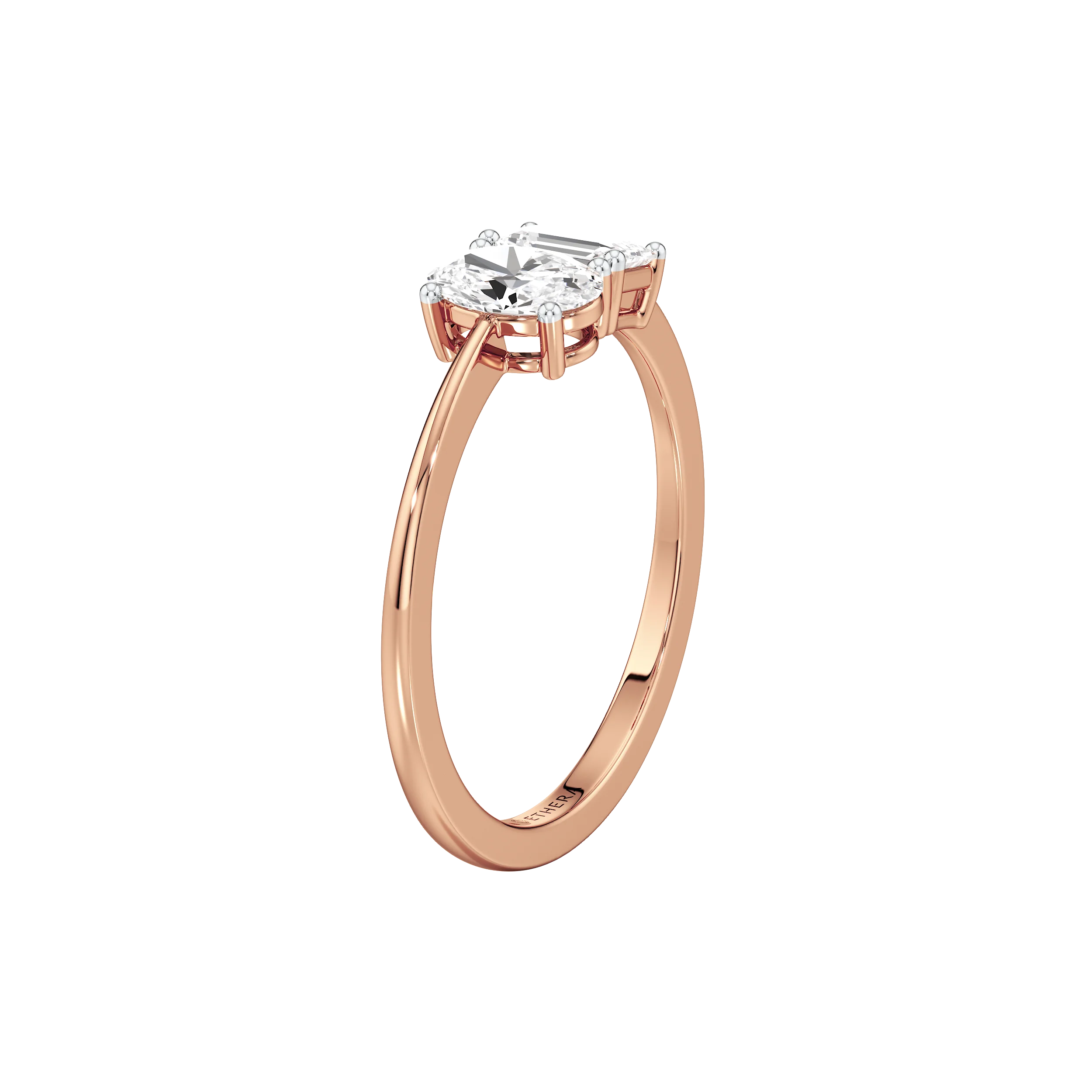 Oval & Emerald Twin Spark Ring 14