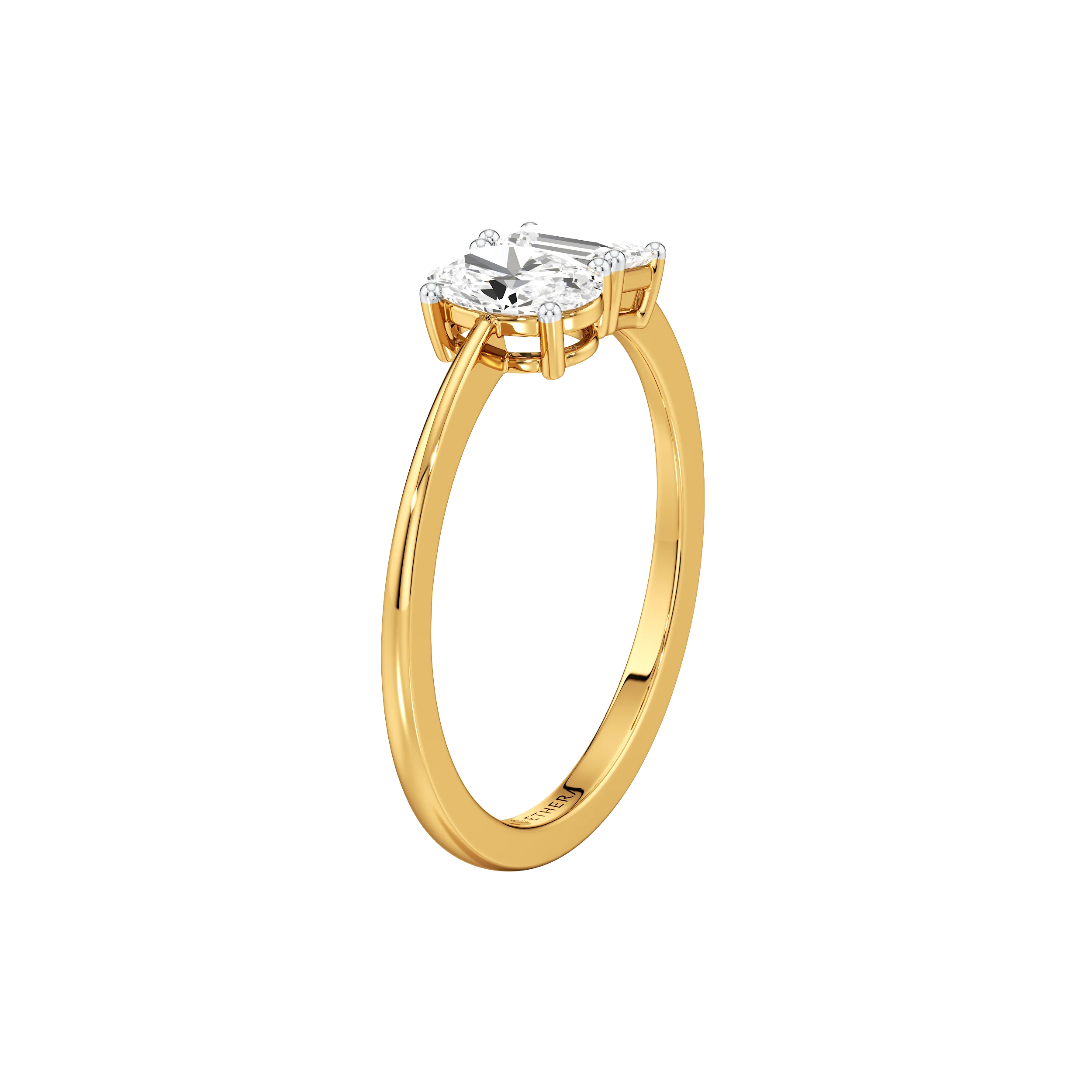 Oval & Emerald Twin Spark Ring 5