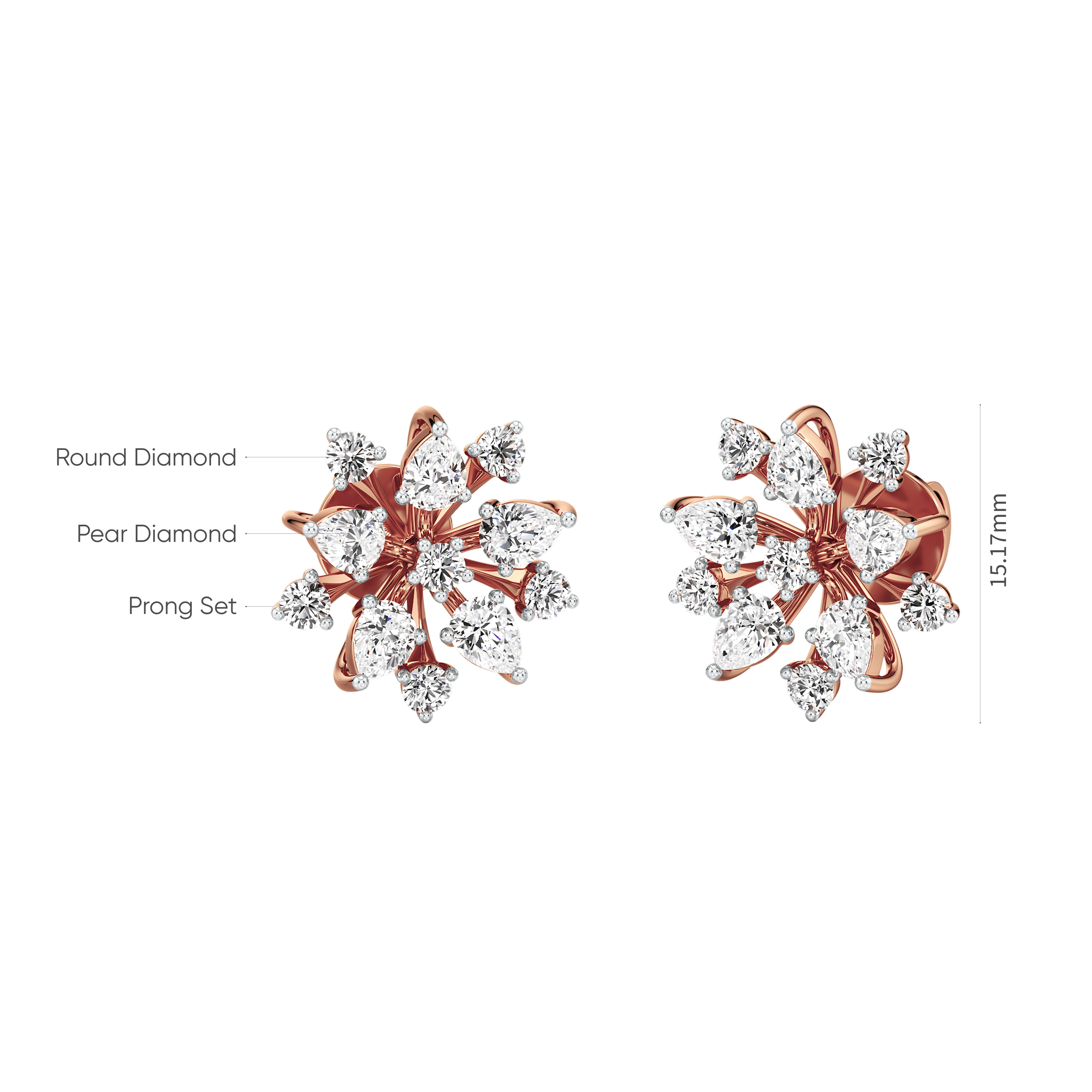 Bloomfire Diamond Stud Earrings 9