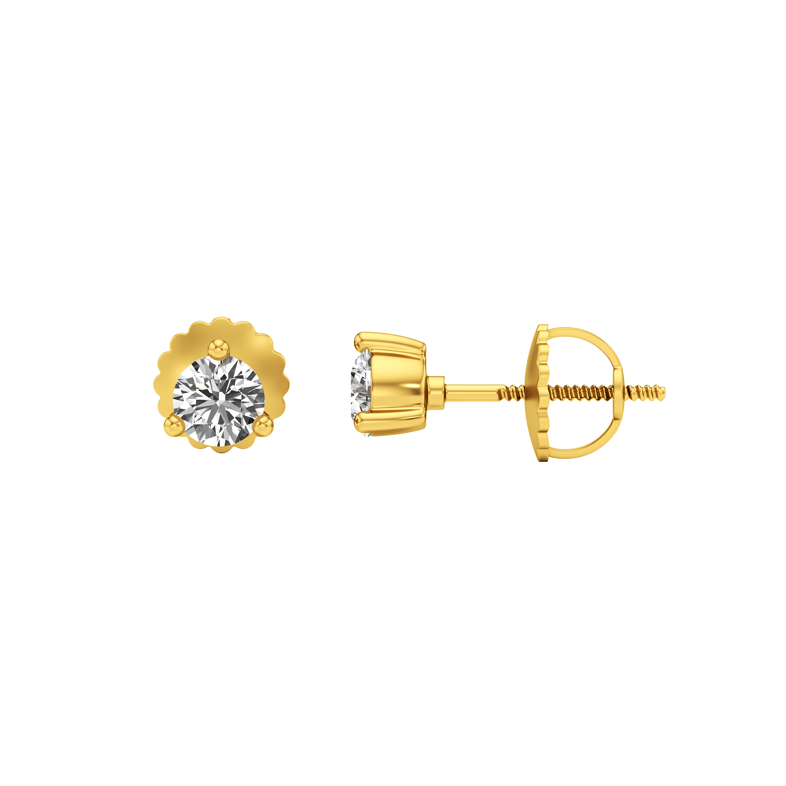 Three-Prong Solitaire Stud Earrings 0