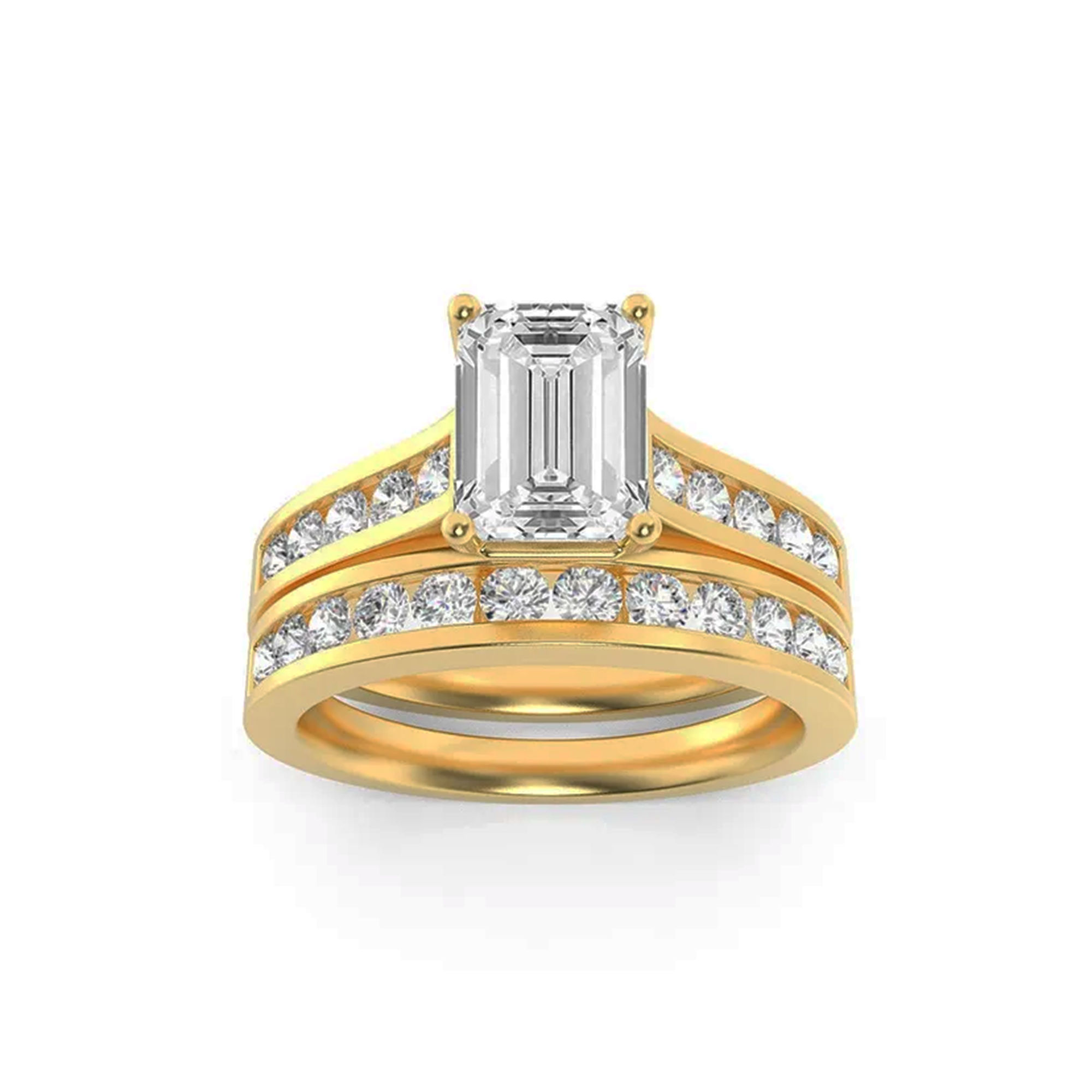 Twin Row Emerald Band Ring 0