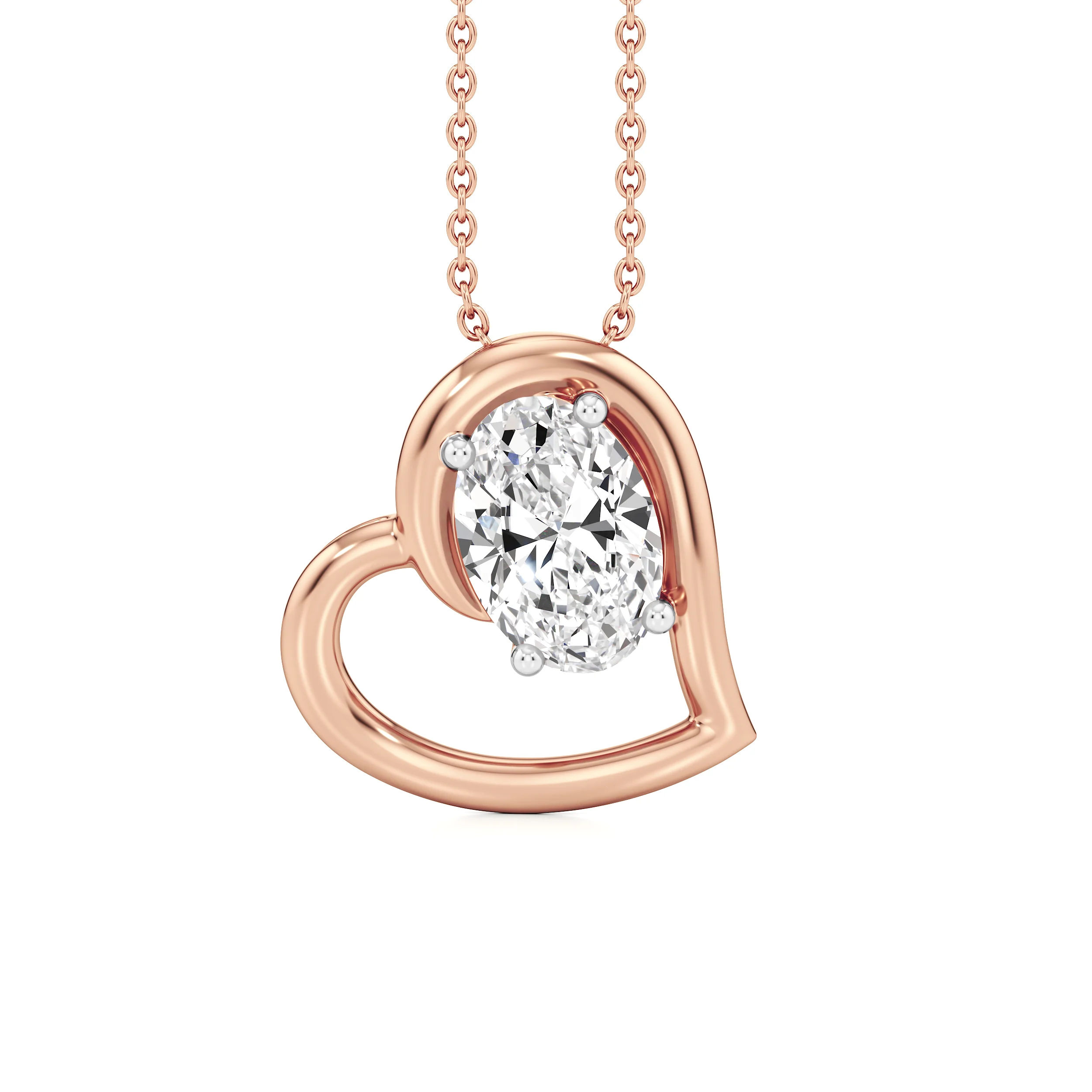 Open Heart Solitaire Pendant 9