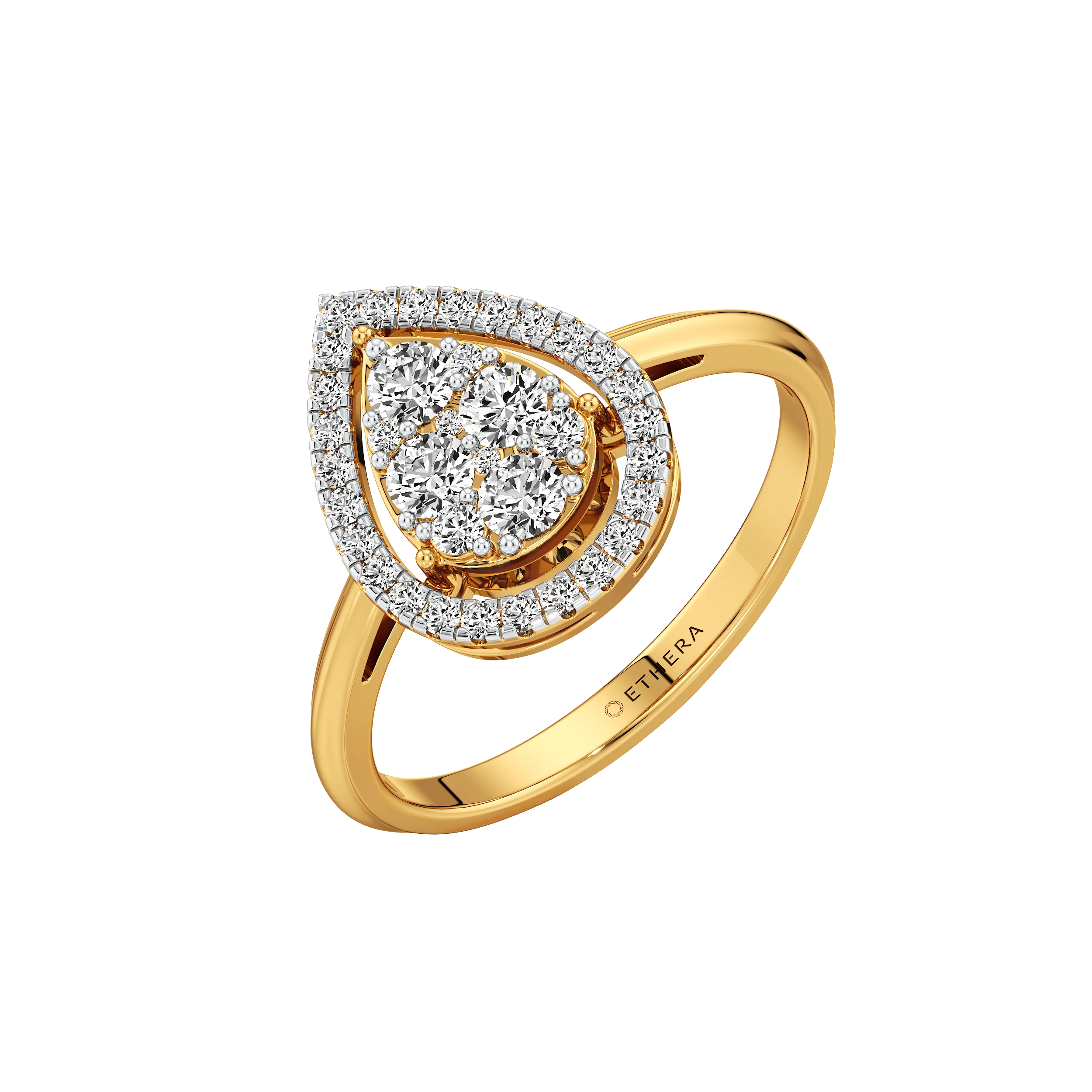 Gleaming Cluster Halo Lab Grown Diamond Ring