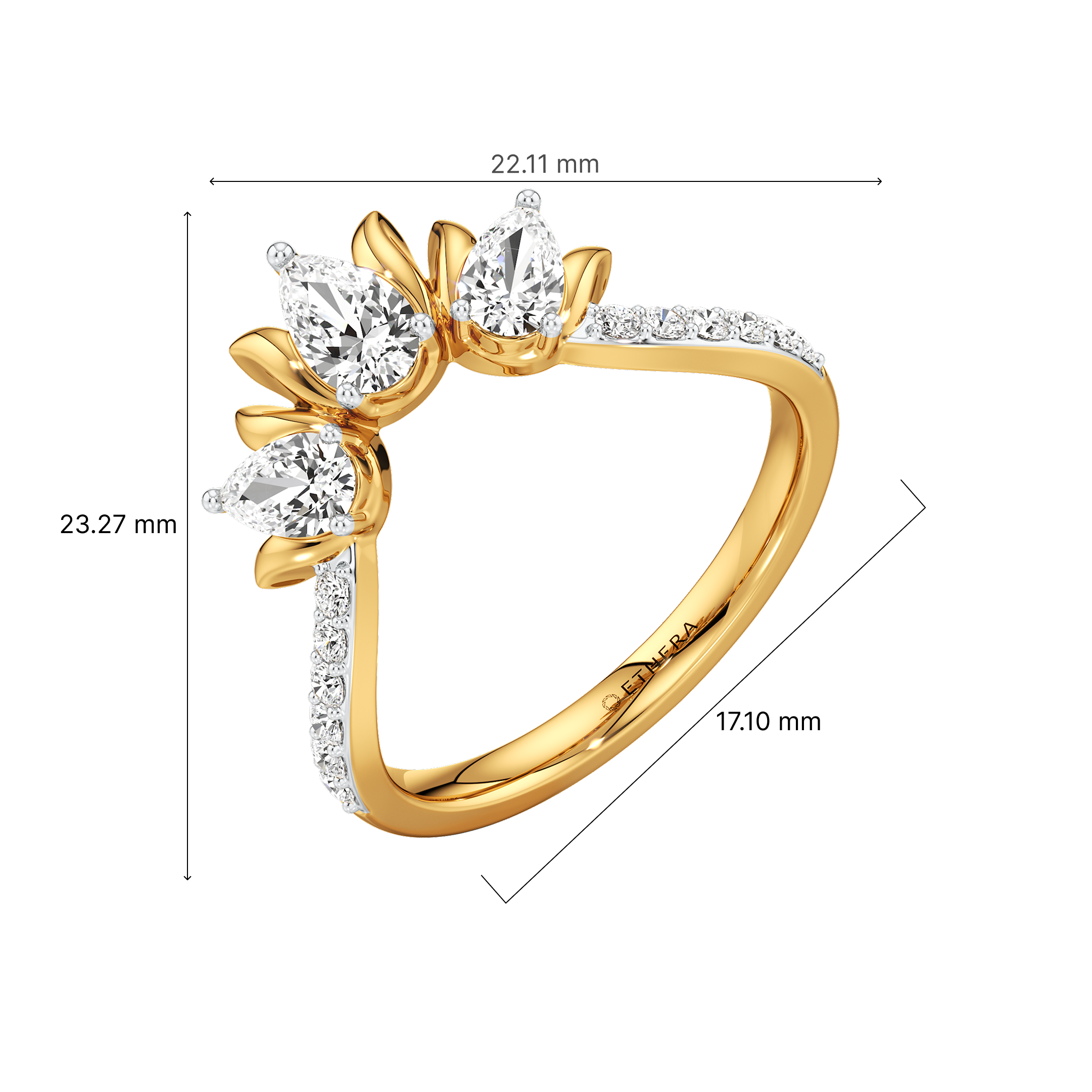 Fairylights 3 Stone Ring 6