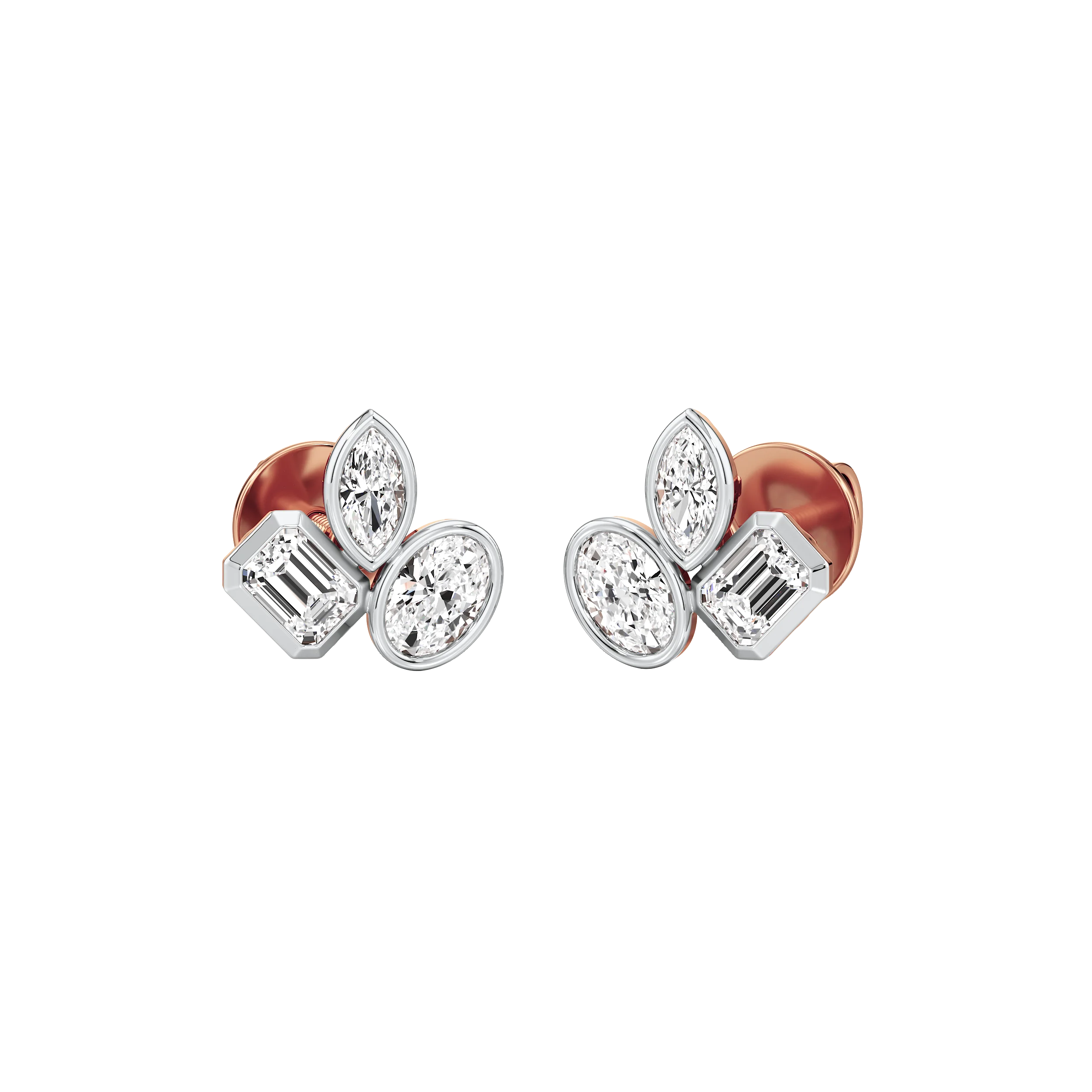 Fancy Trilogy Stud Earrings 7