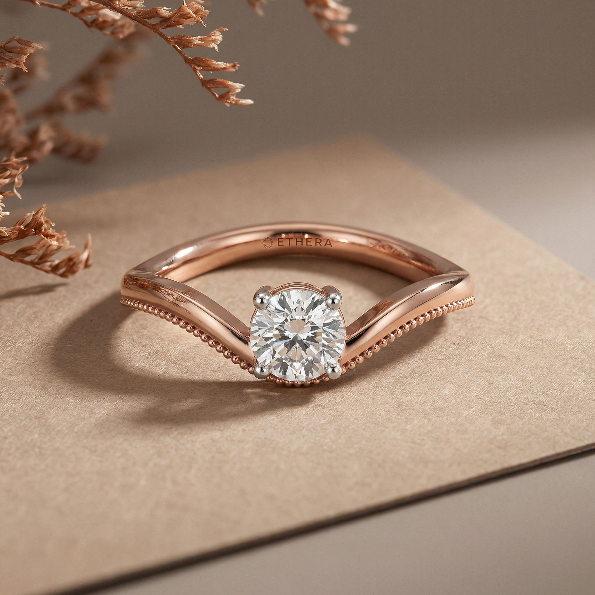 Waved Muse Solitaire Ring 2