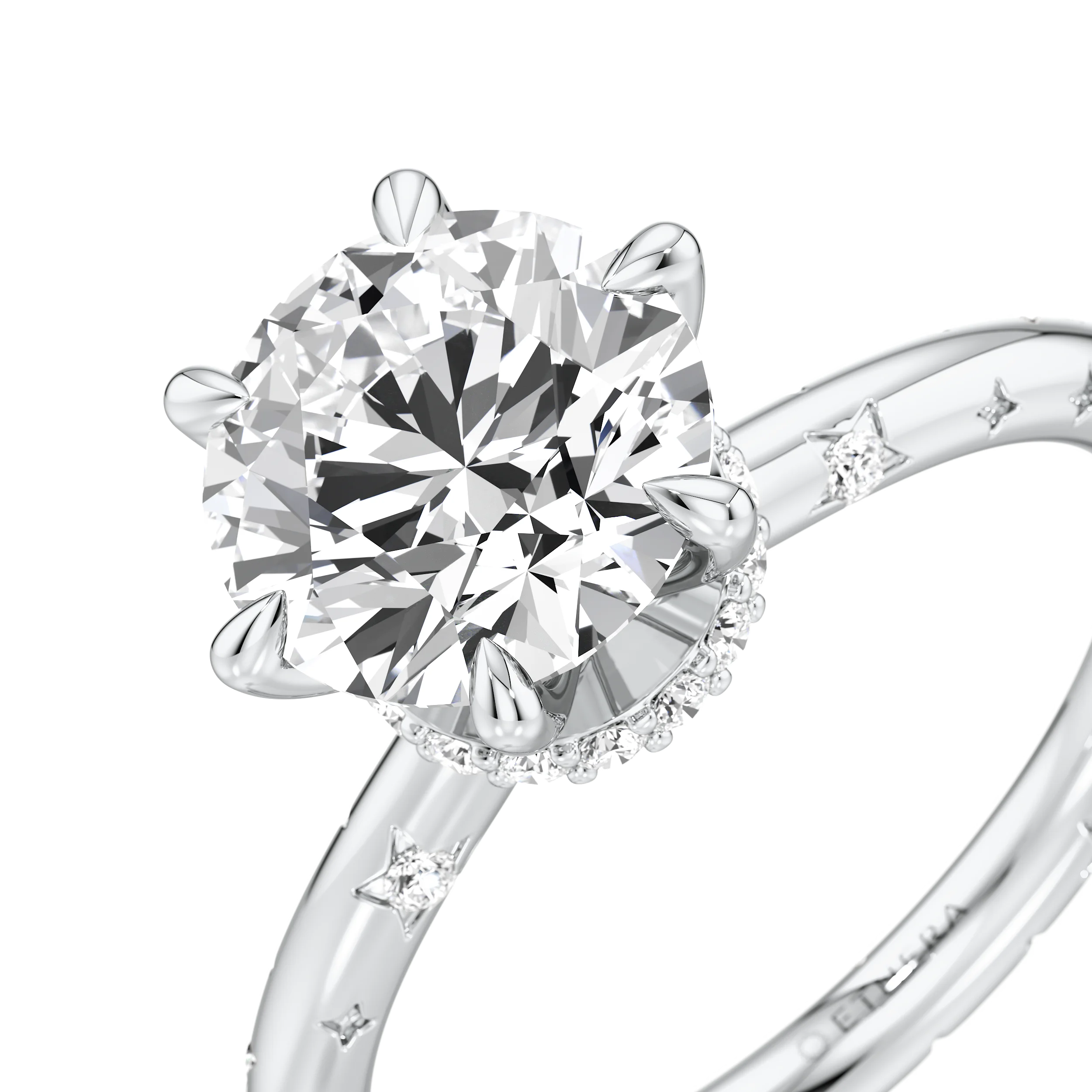 Starlit Eclipse Solitaire Ring 8