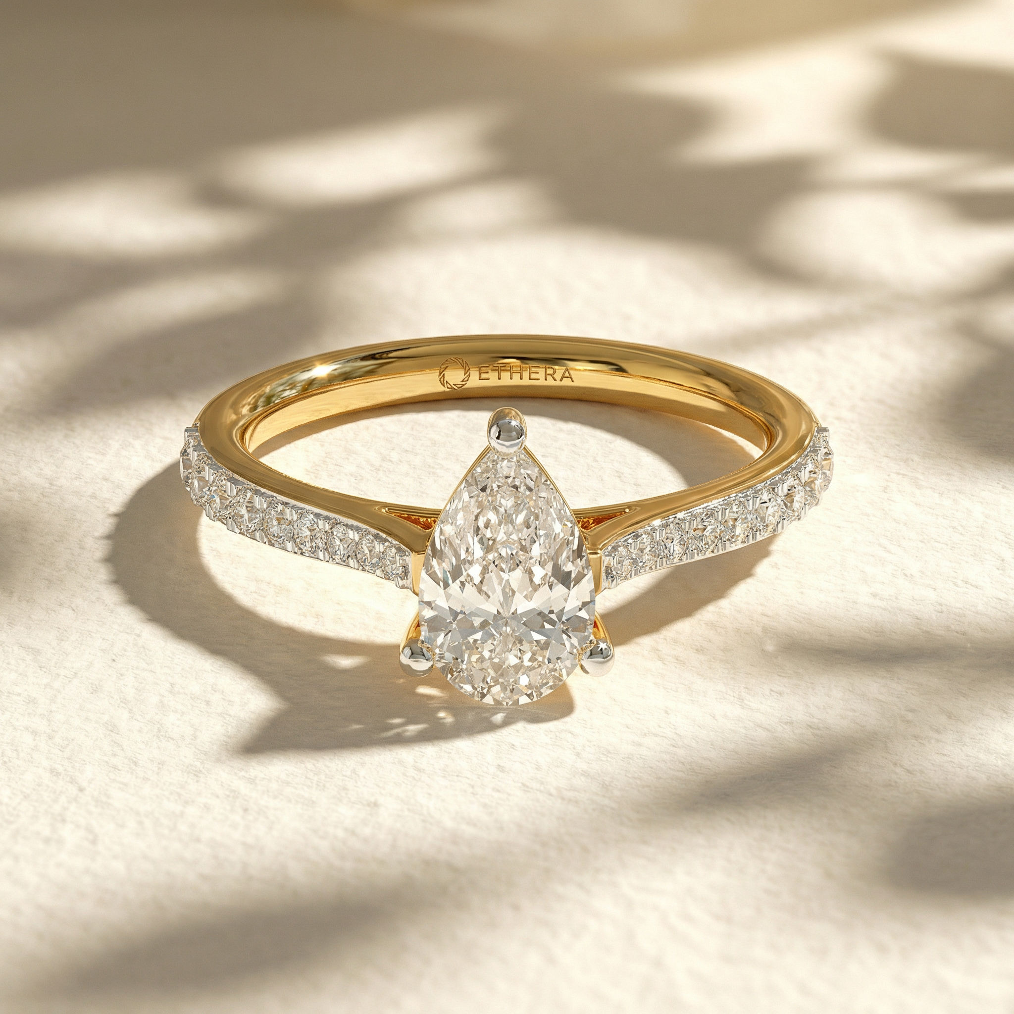 Pear Sparkle Solitaire Ring 2