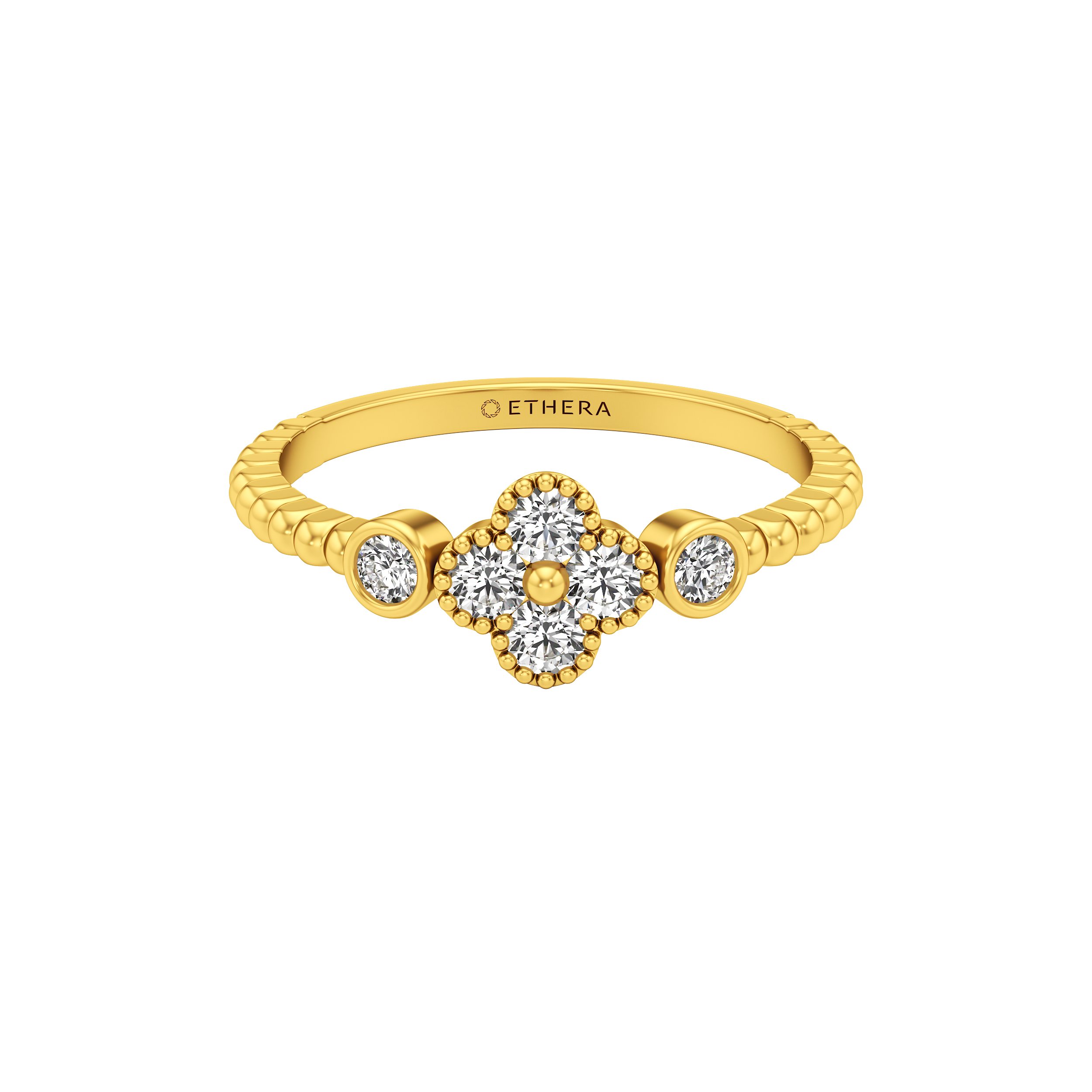Clover Beaded Stack Ring 1