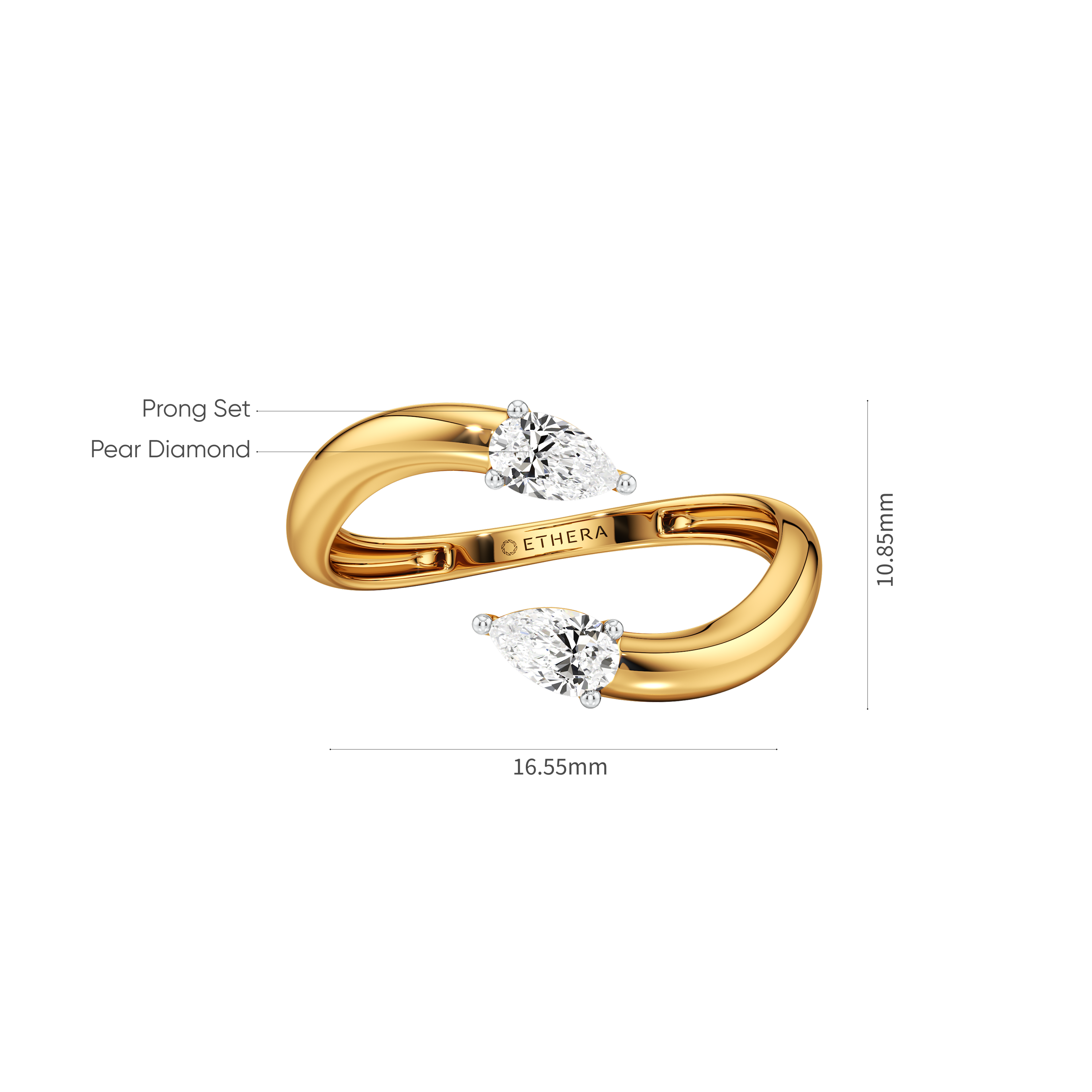 Twin Pear Open Ring 6