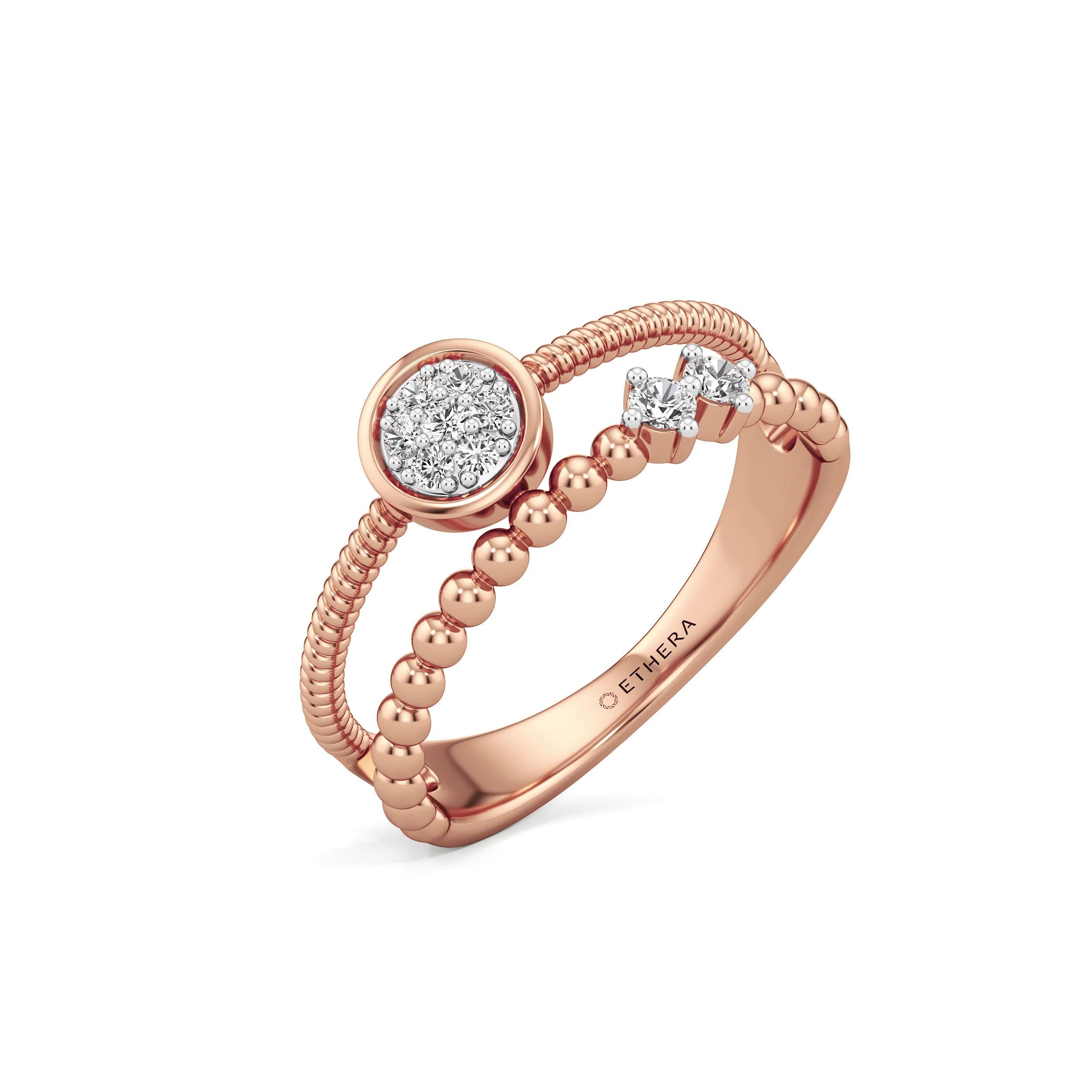 Beaded Halo Diamond Ring 11