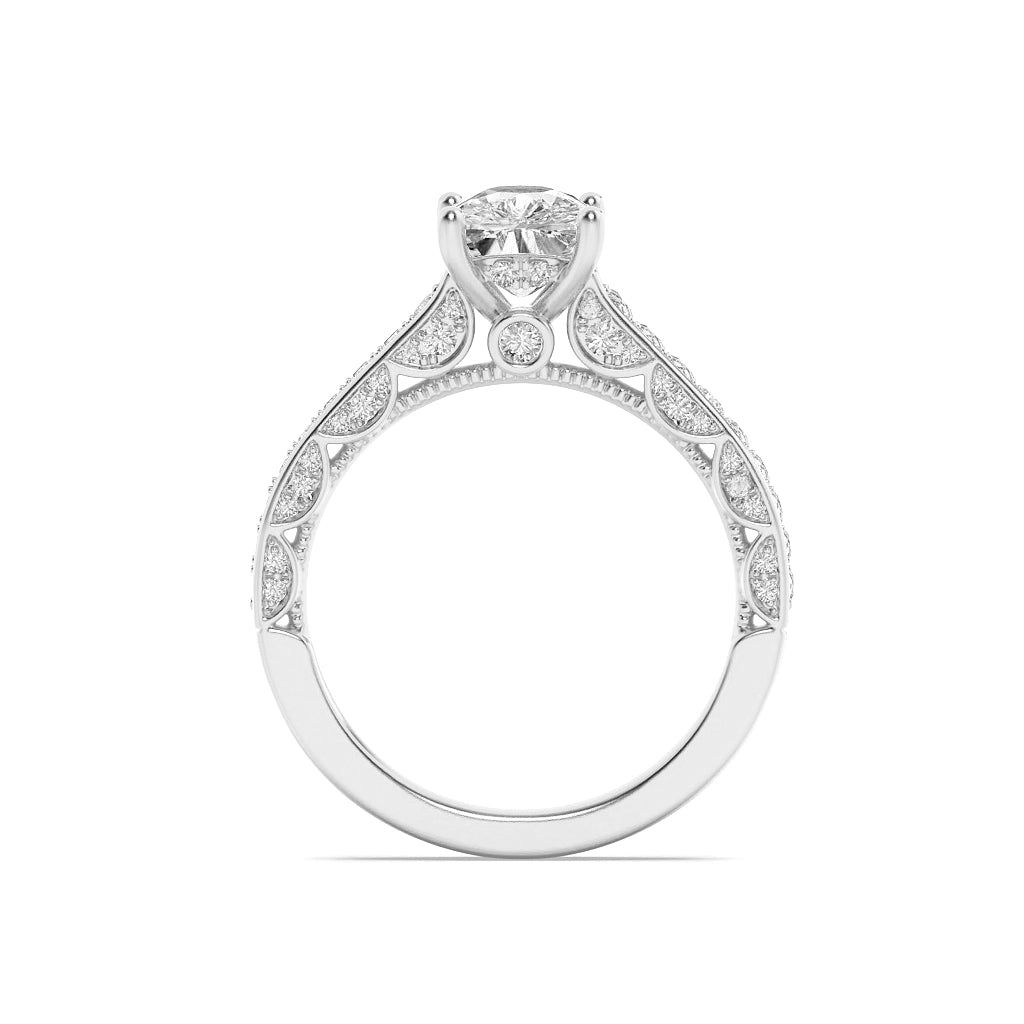 Ornated Cushion Solitaire Ring 7