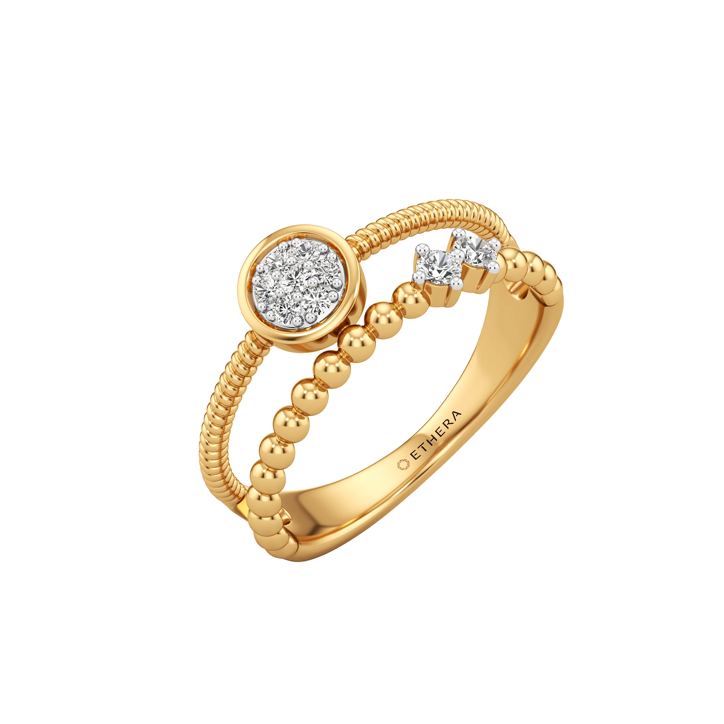 Beaded Halo Diamond Ring 0