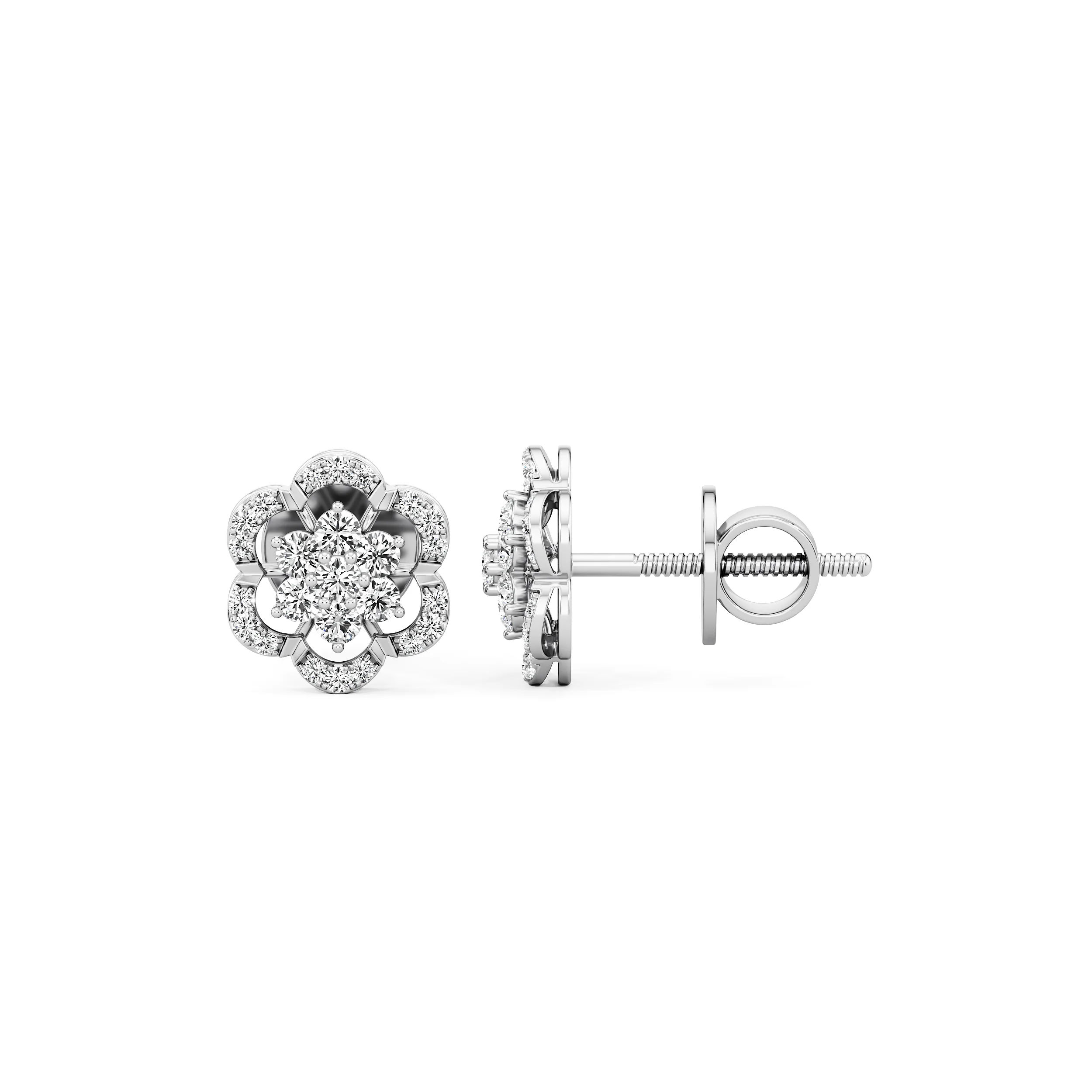 Petal Halo Diamond Studs 3