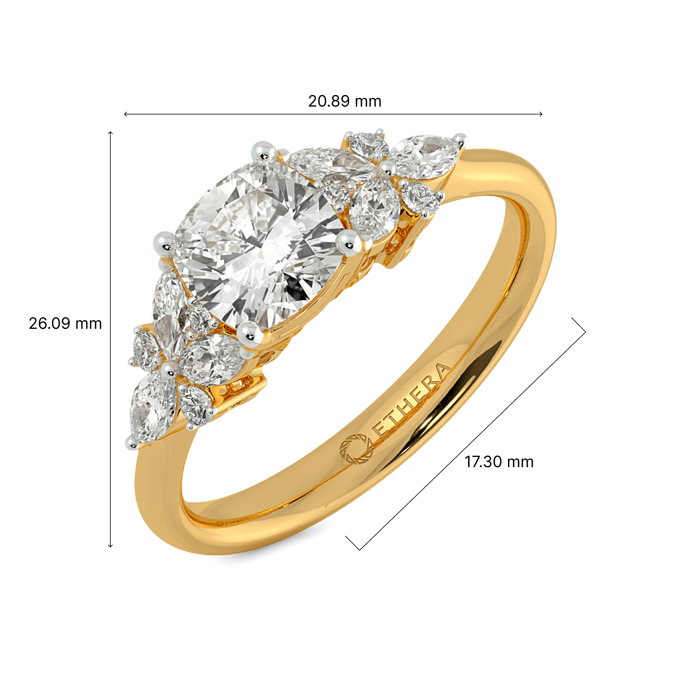 Trio Of Love Solitaire Ring 7