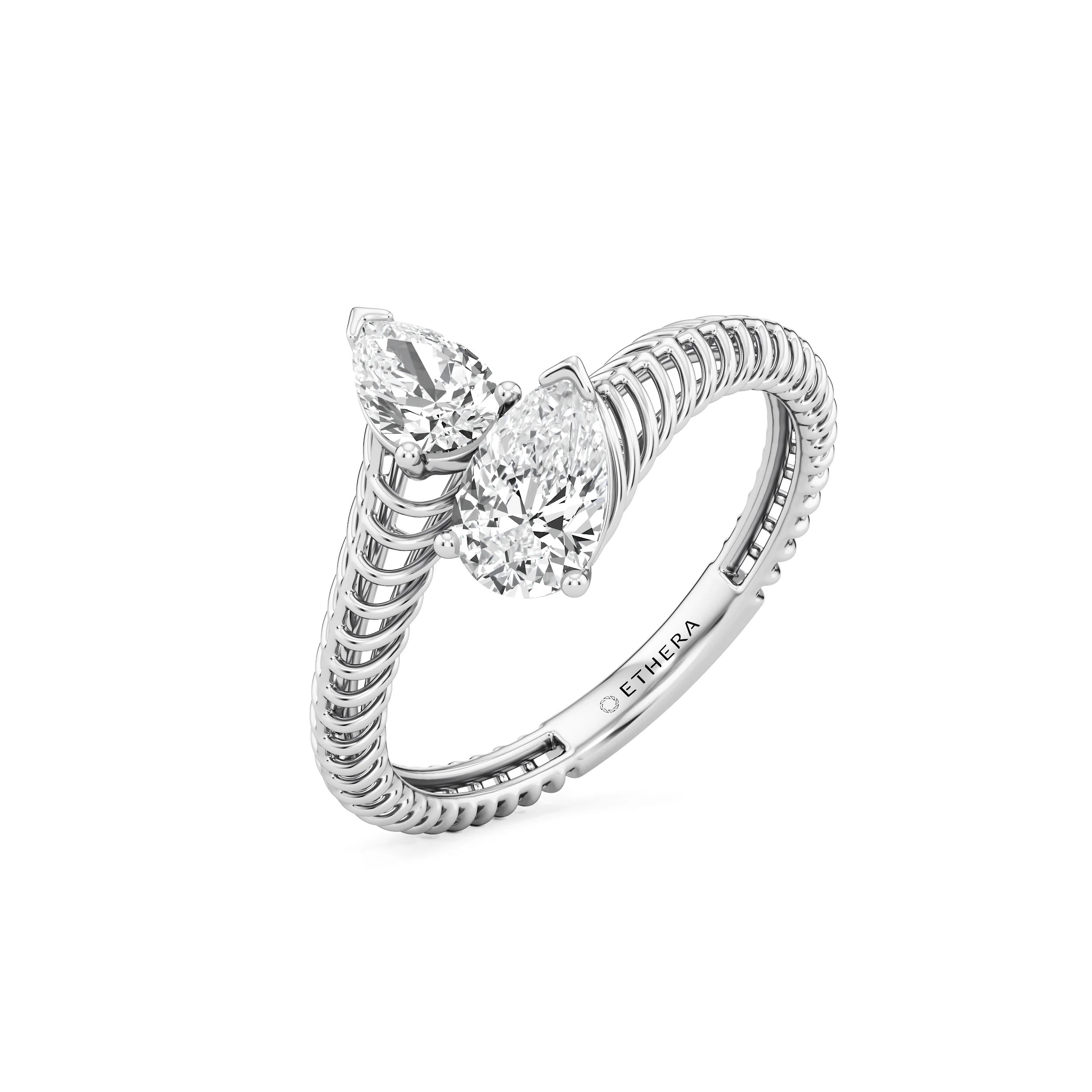 Twin Dew Pear Diamond Ring 7