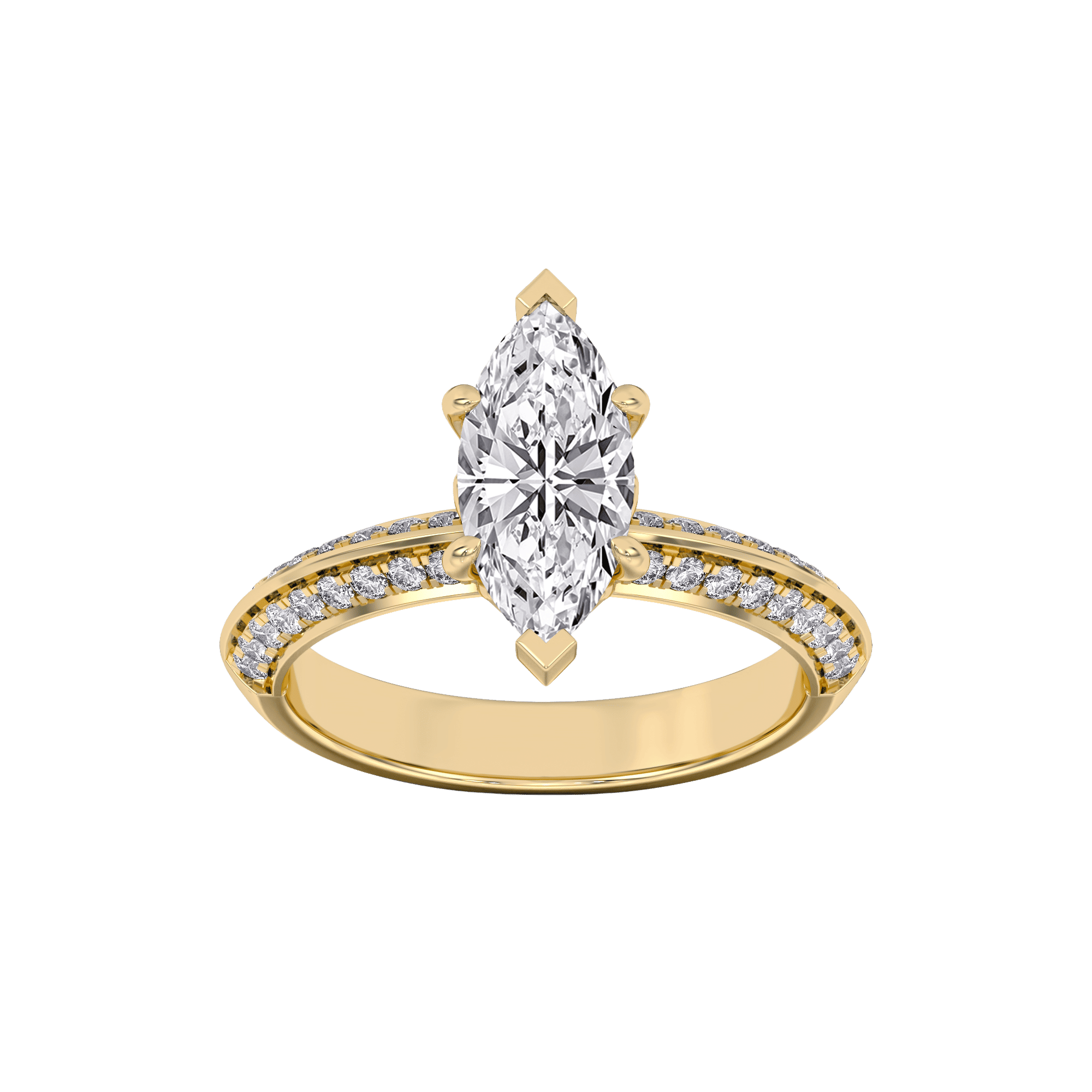 Sculpted Marquise Solitaire Ring 0