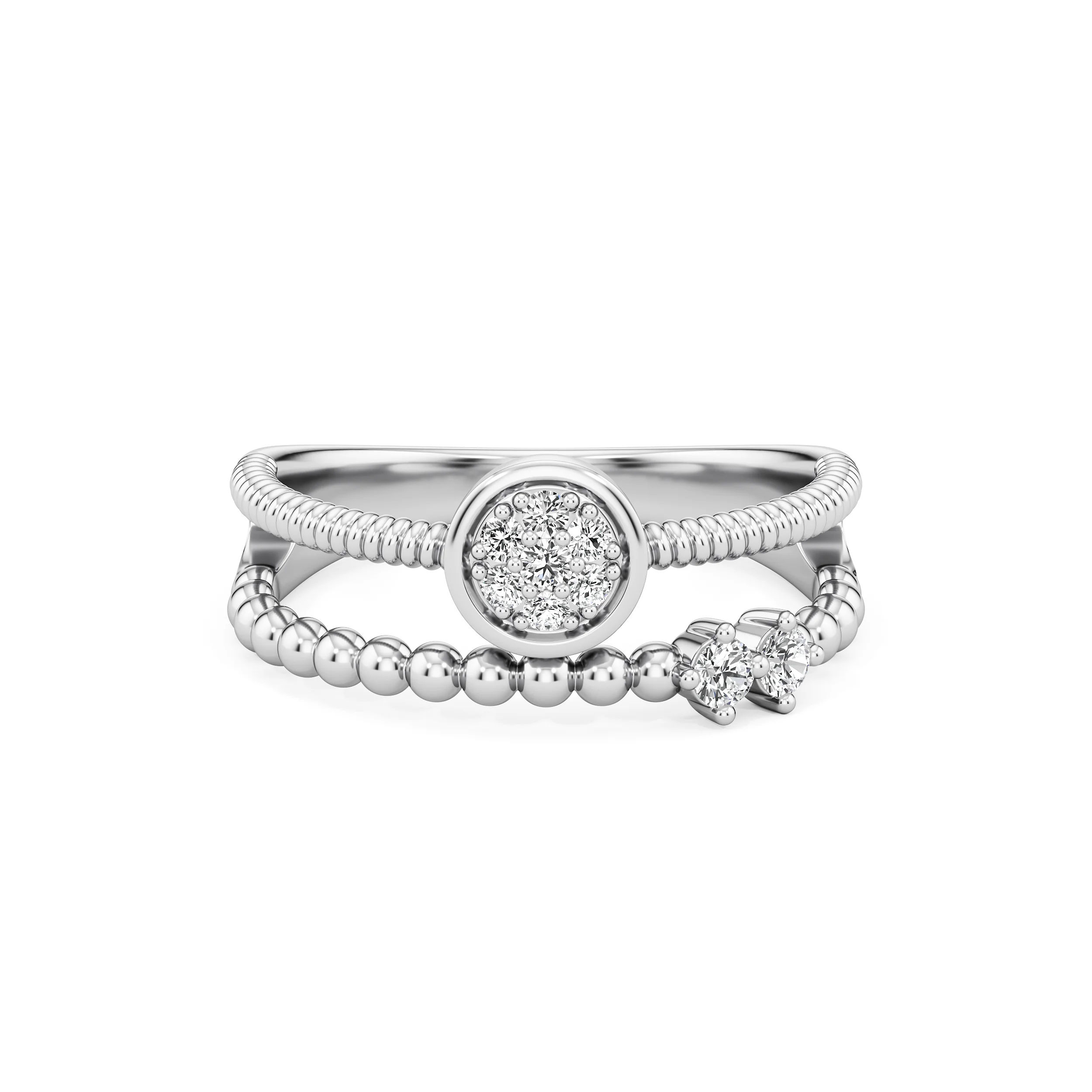 Beaded Halo Diamond Ring 9
