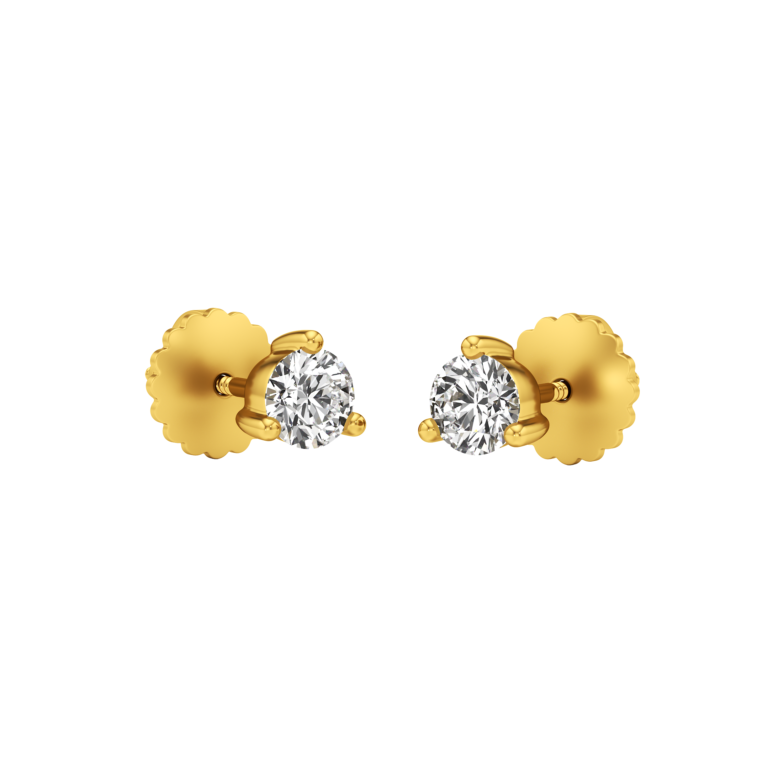 Three-Prong Solitaire Stud Earrings 2