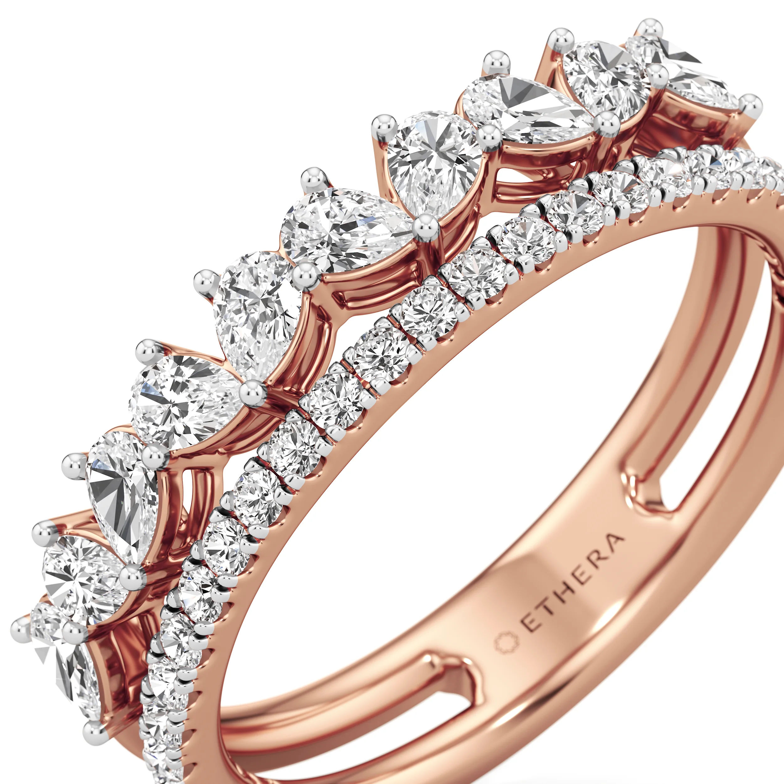 Twin Radiance Pear Diamond Ring Set 11