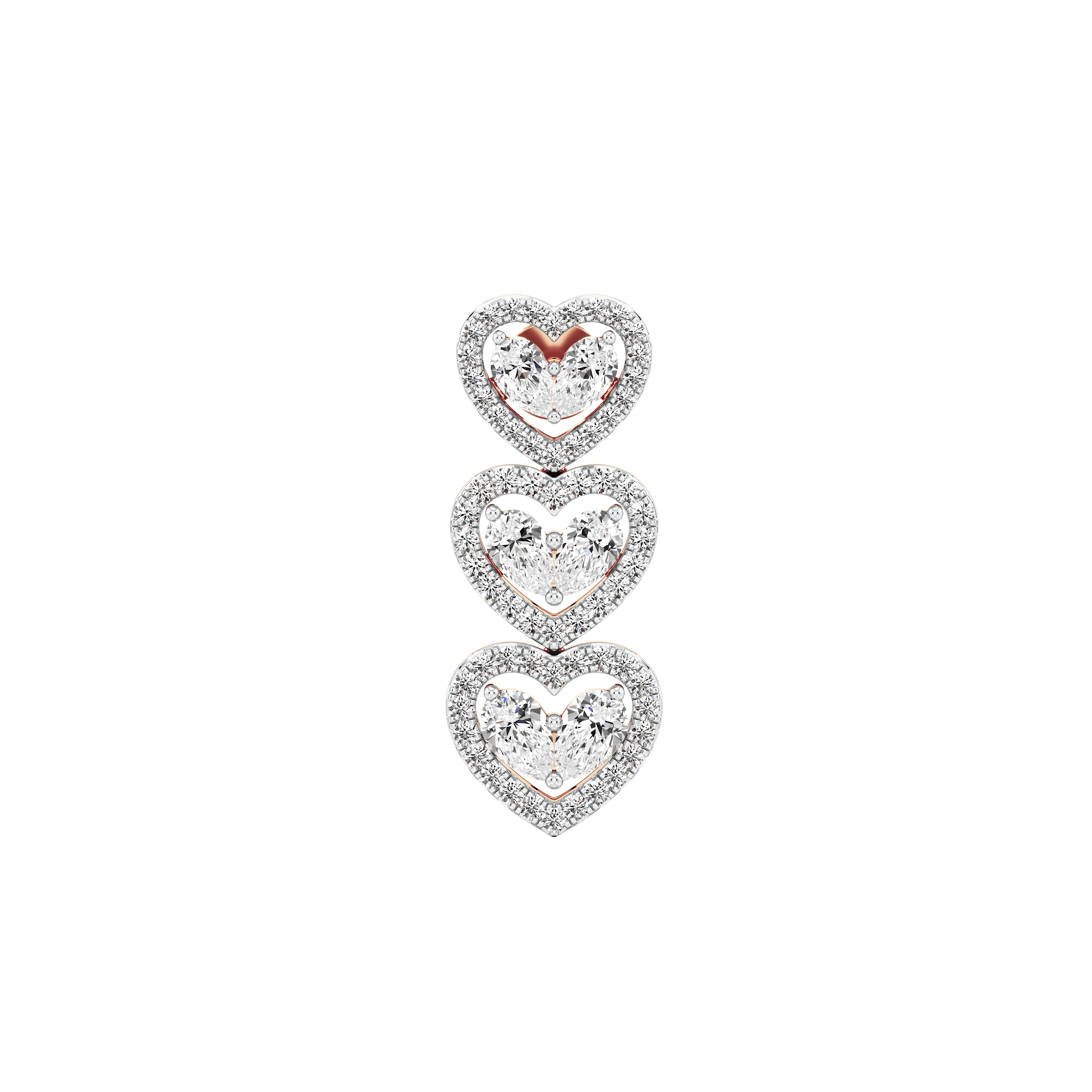 Triple Charm Heart Earrings hover
