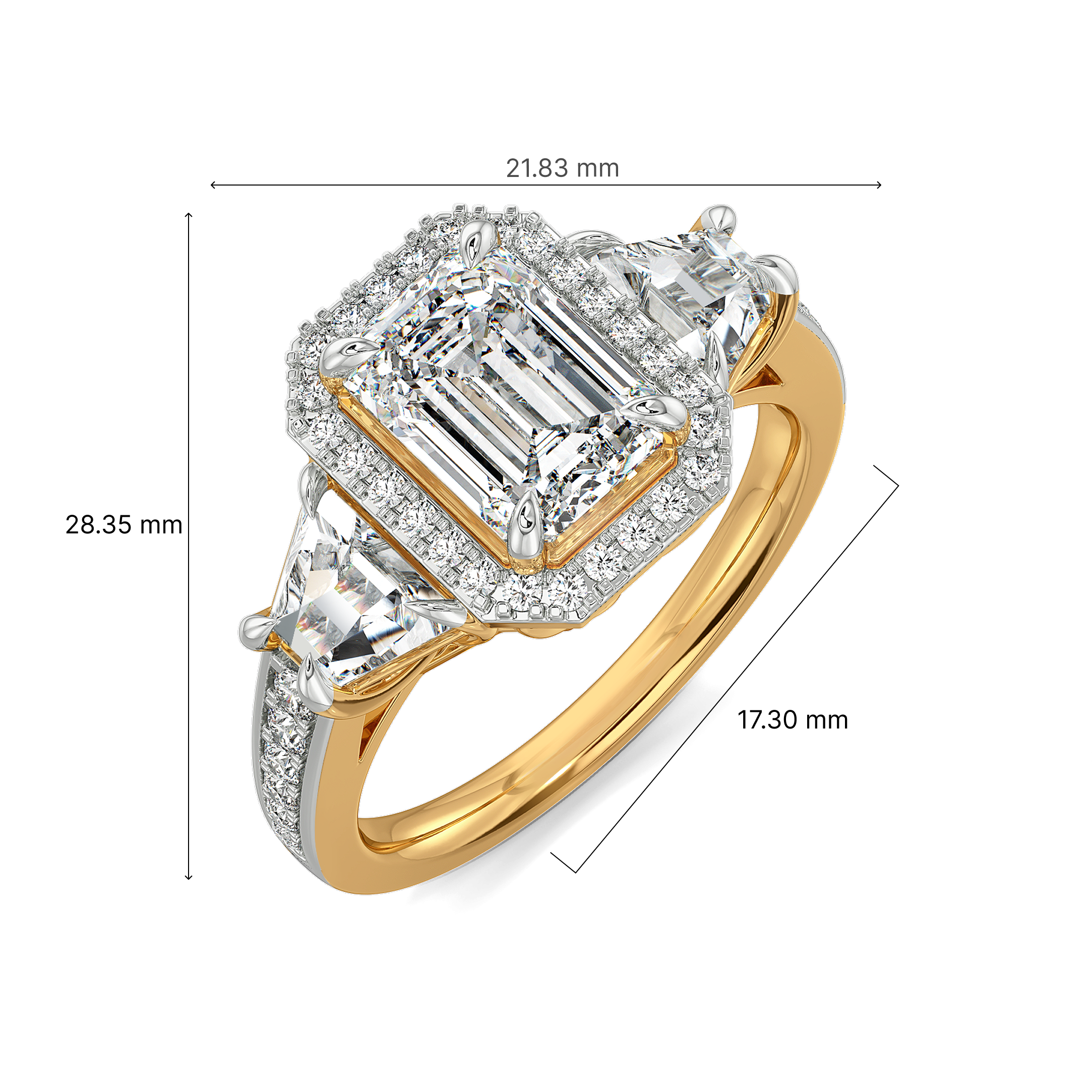 Sculpted Brilliance 3 Stone Ring 4