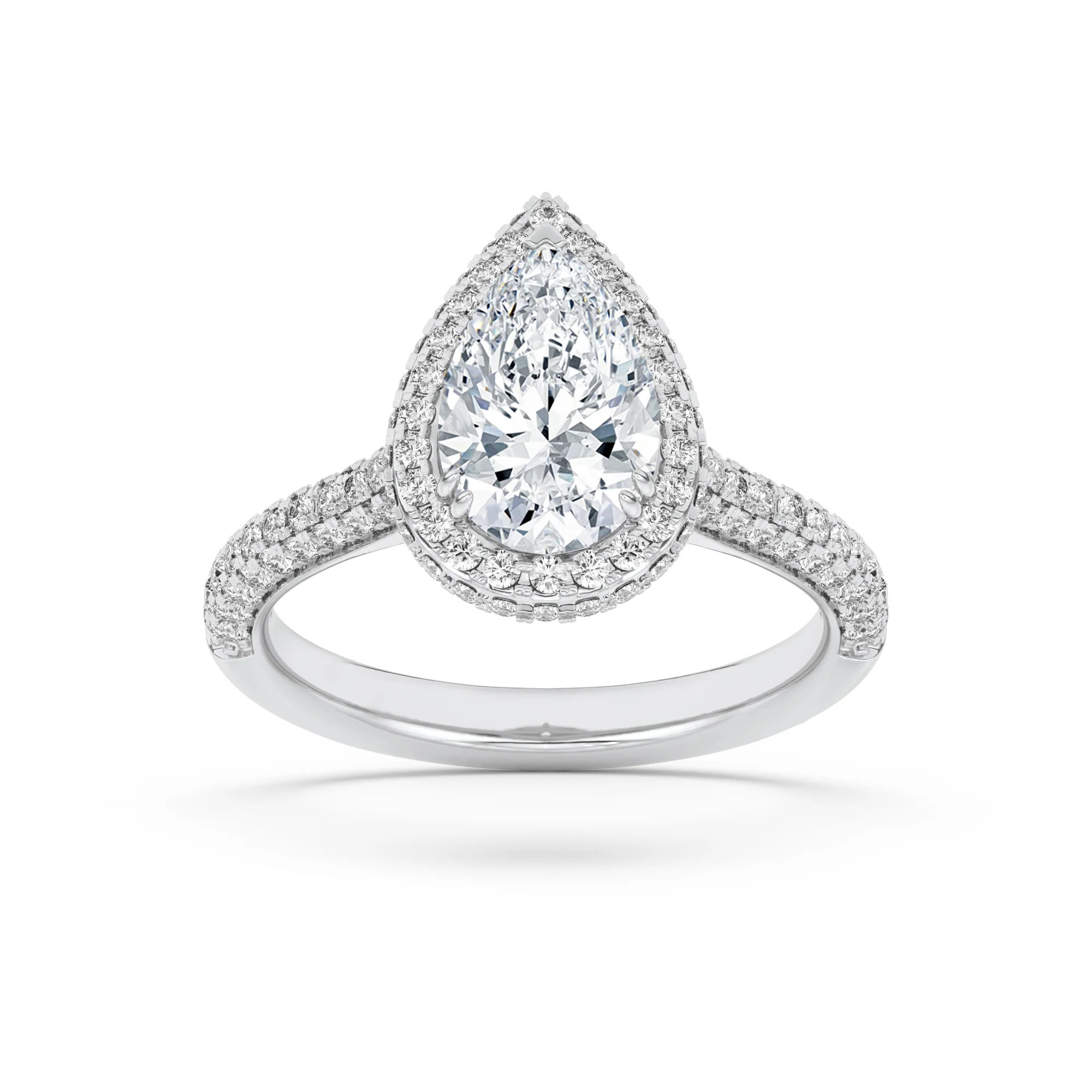 Halo Crest Pear Ring 8