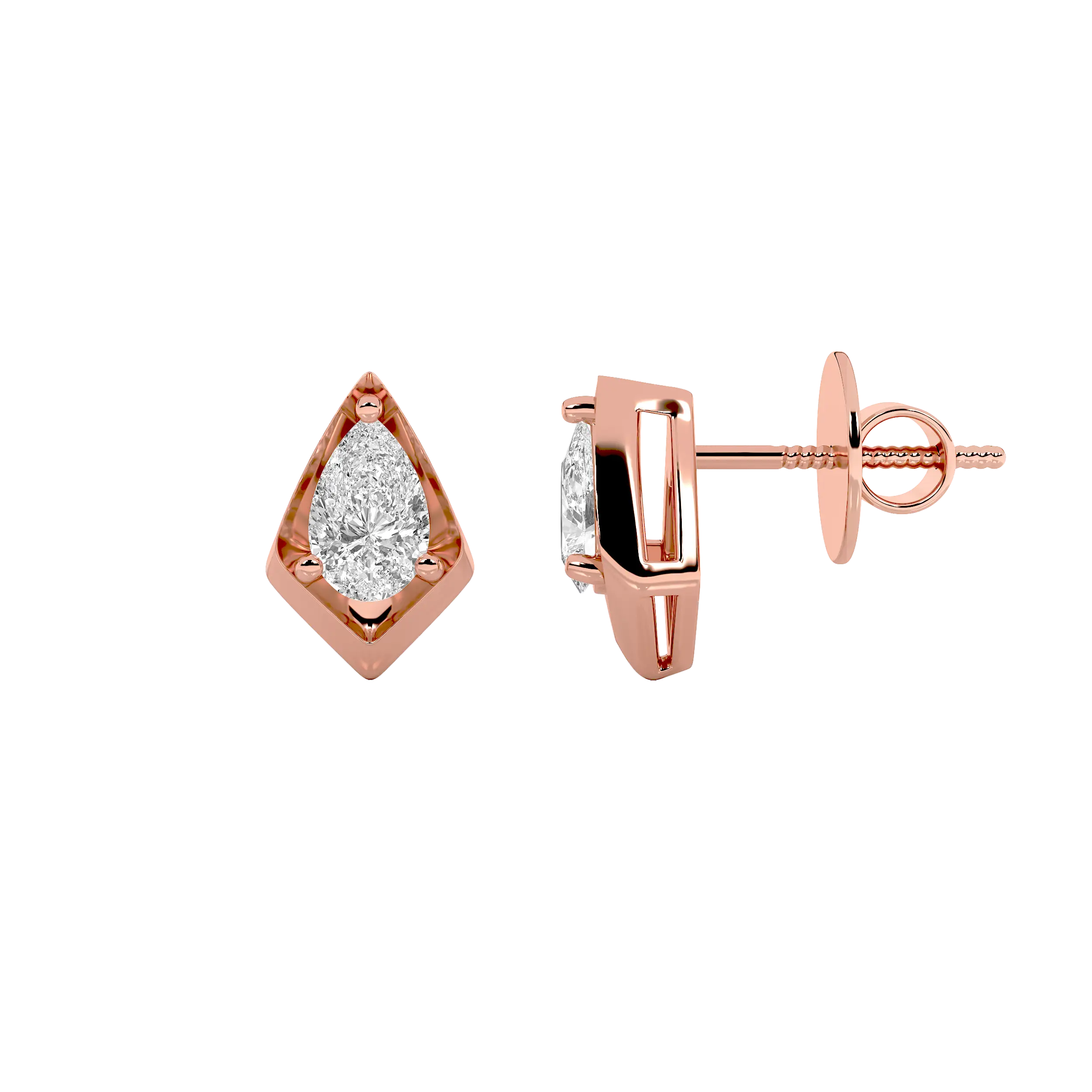 Kite Pear Diamond Stud Earrings 9