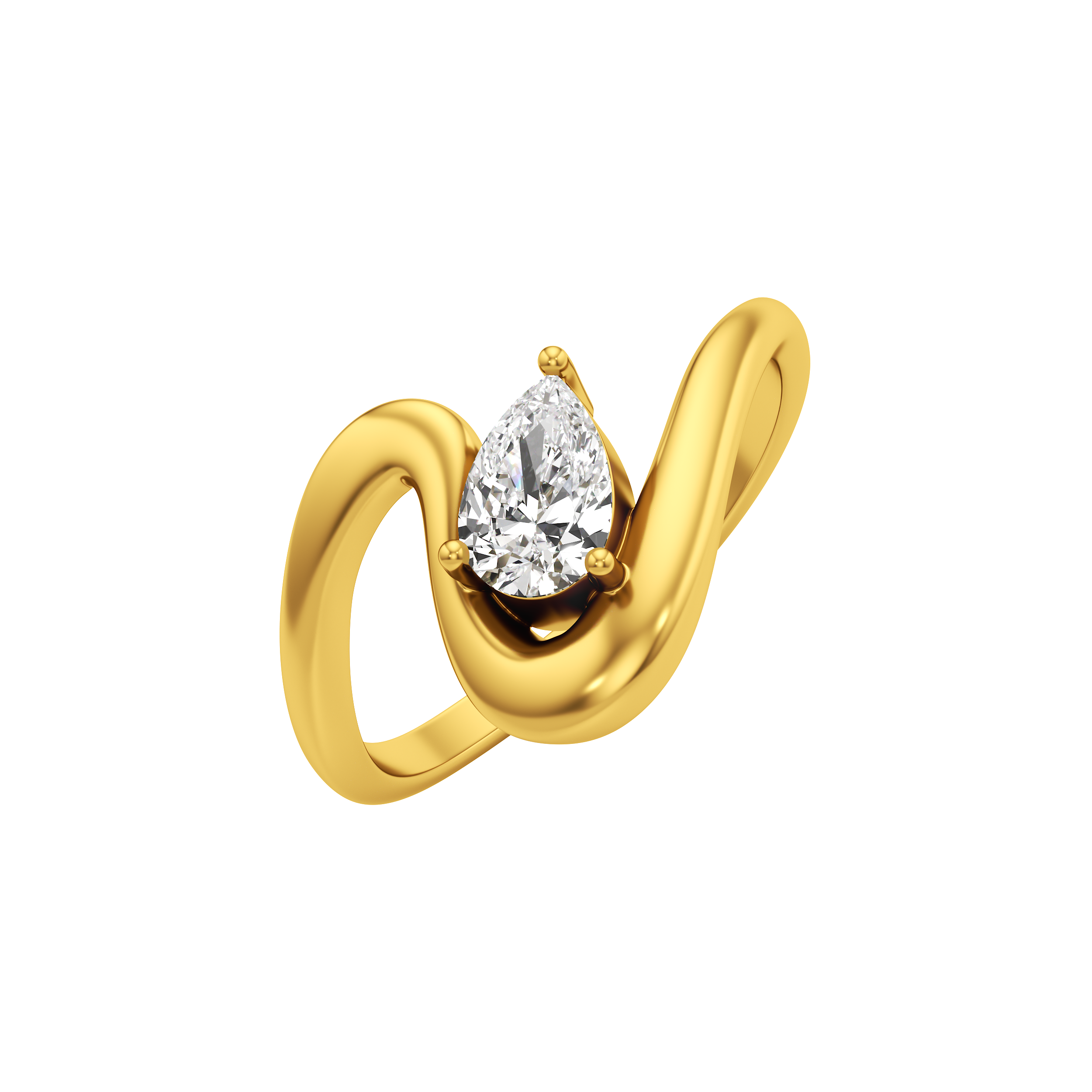 Pear Ribbon Solitaire Ring 1