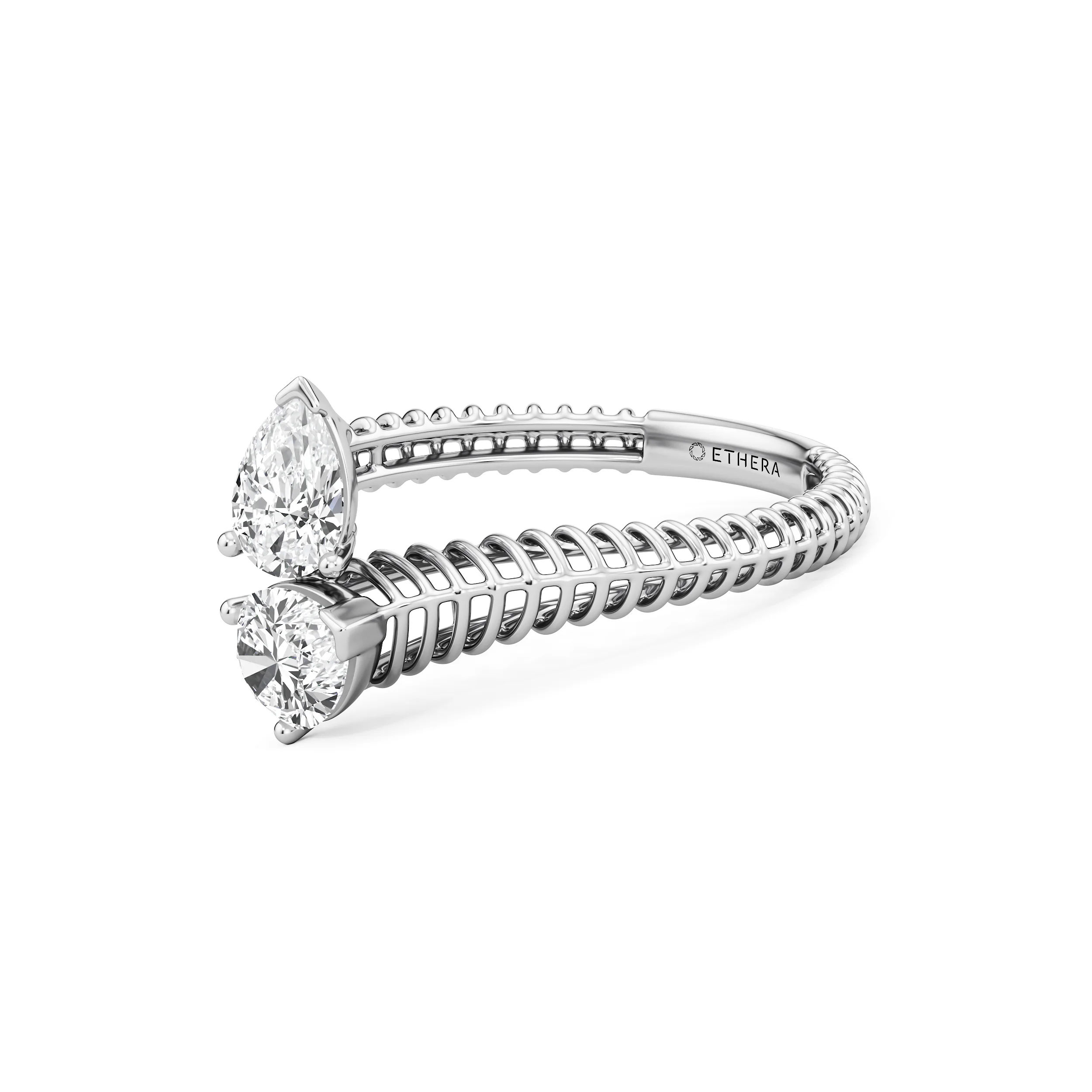 Twin Dew Pear Diamond Ring 9
