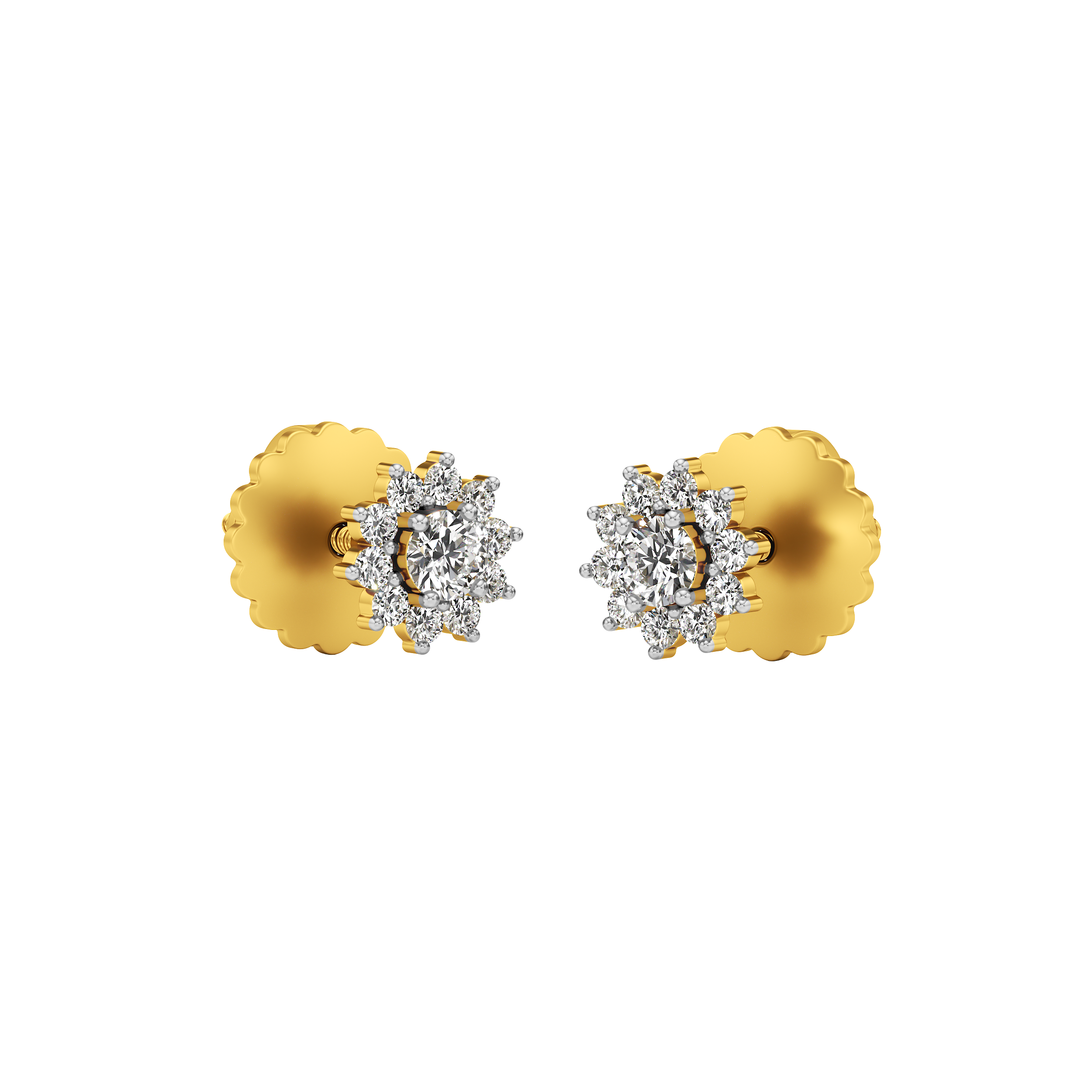 Scalloped Floral Halo Stud Earrings 1