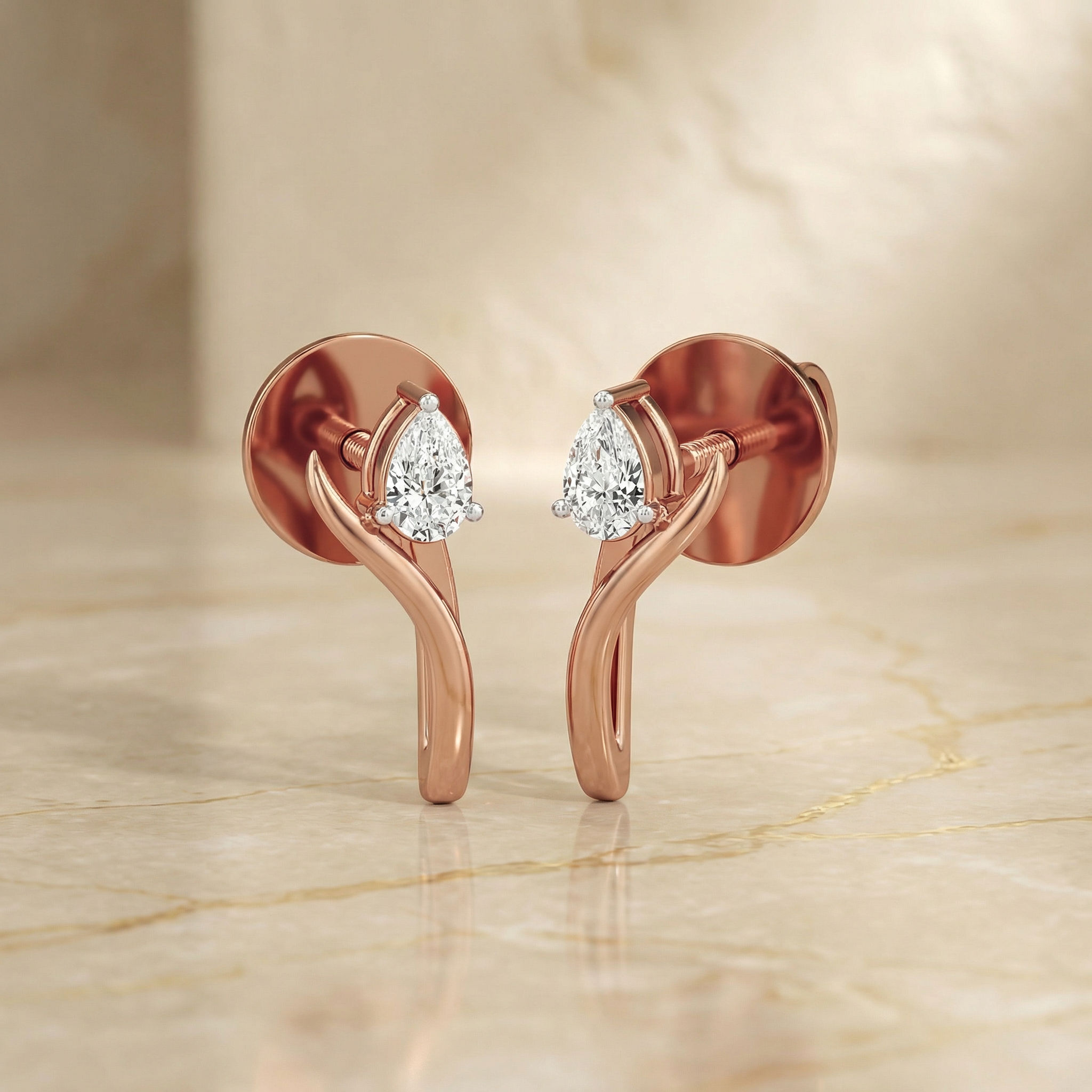 Sway Pear Diamond Studs 2